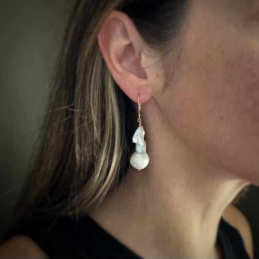 14k + Baroque Pearl Earrings
