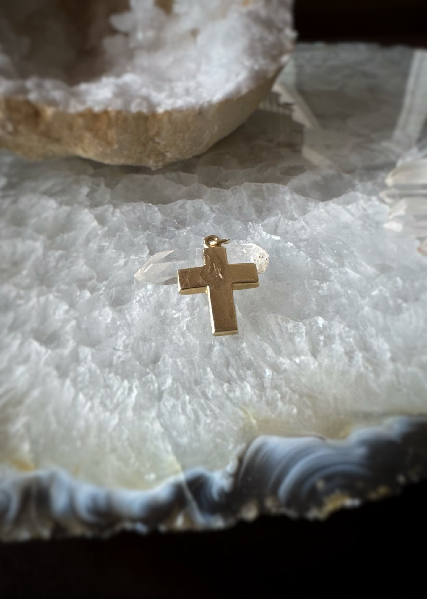 Estate 14k + Textured Cross Charm