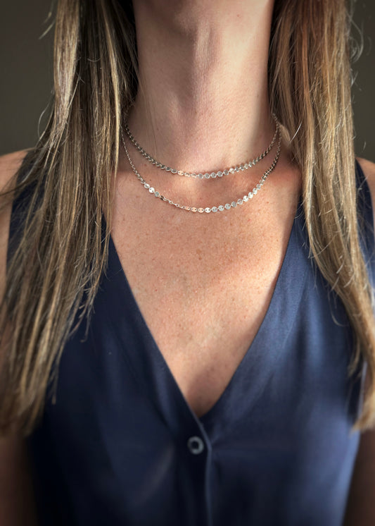 Sterling + Disc Chain Necklace 18"