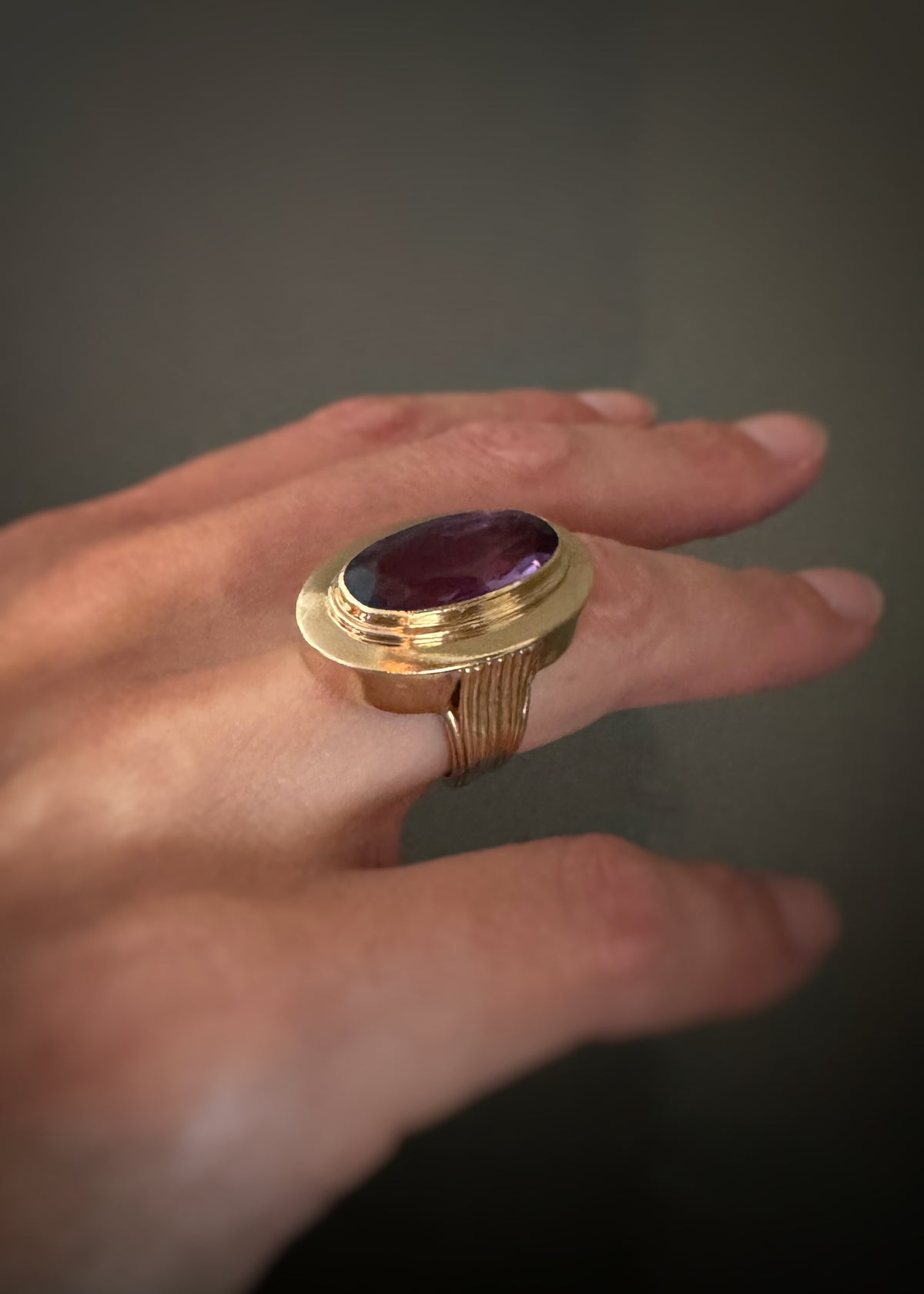 Estate 14k + Amethyst Oval Cocktail Ring