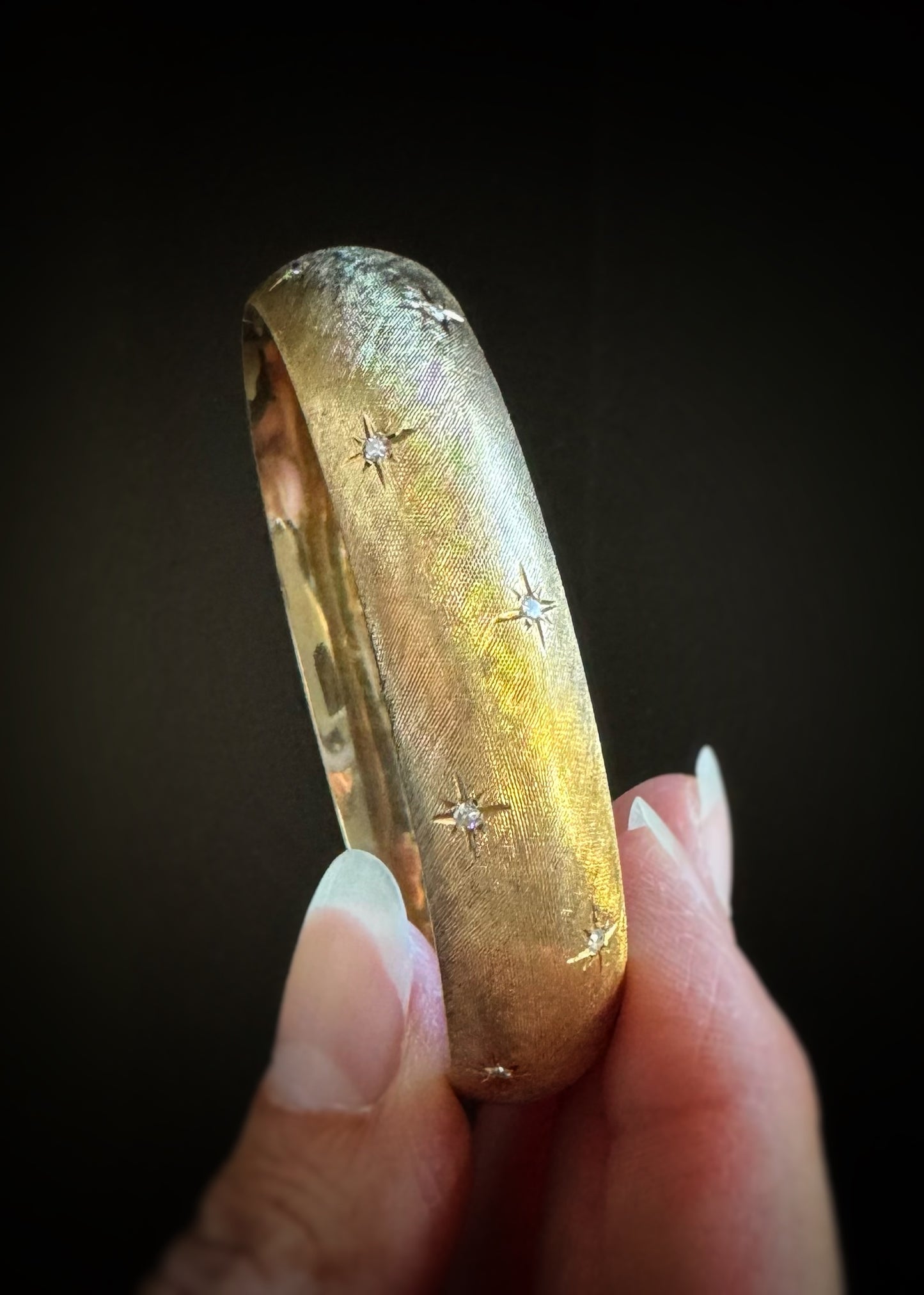 Estate 14k + Diamond Hinged Bangle Bracelet