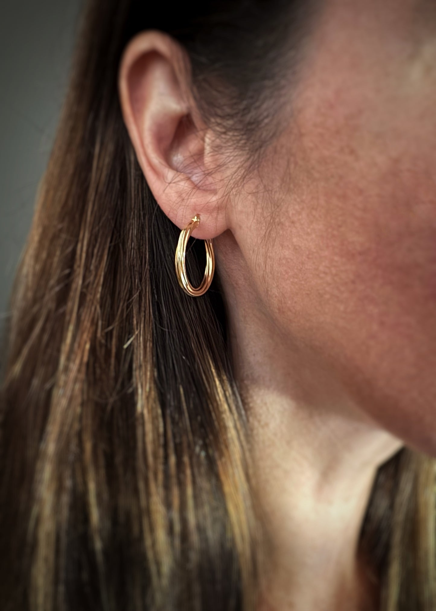 Estate 14k + Twisted Tube Hoop Earrings