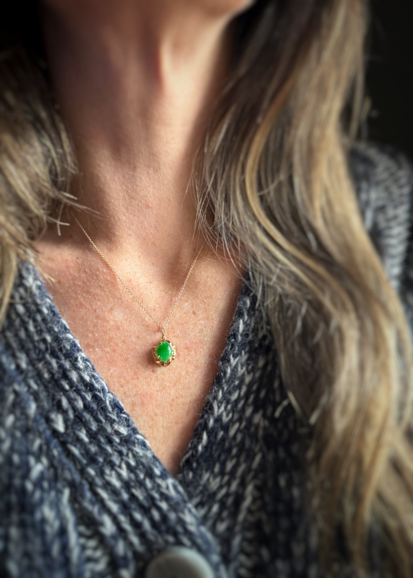 Estate 14k + Jade Charm