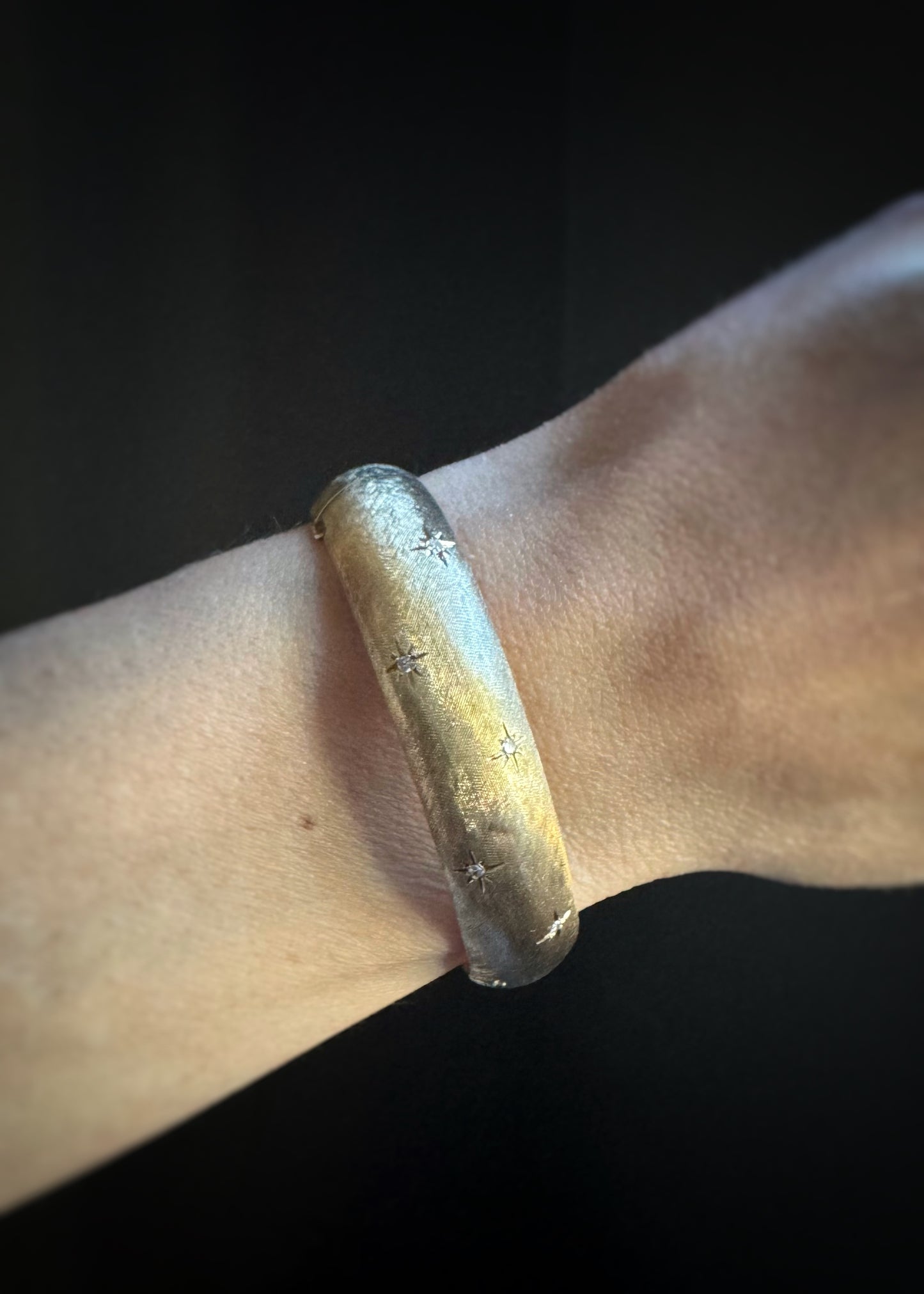 Estate 14k + Diamond Hinged Bangle Bracelet