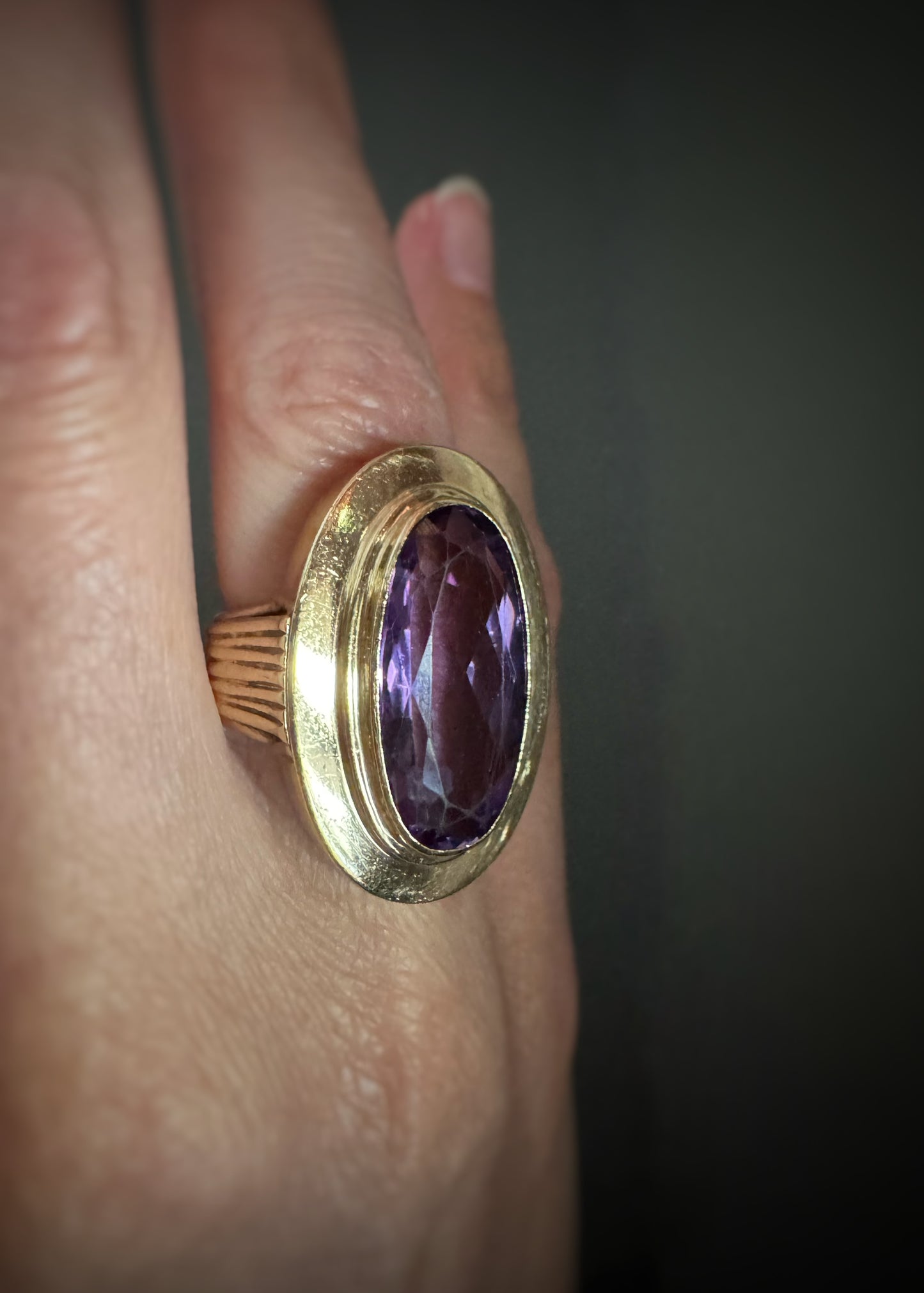 Estate 14k + Amethyst Oval Cocktail Ring