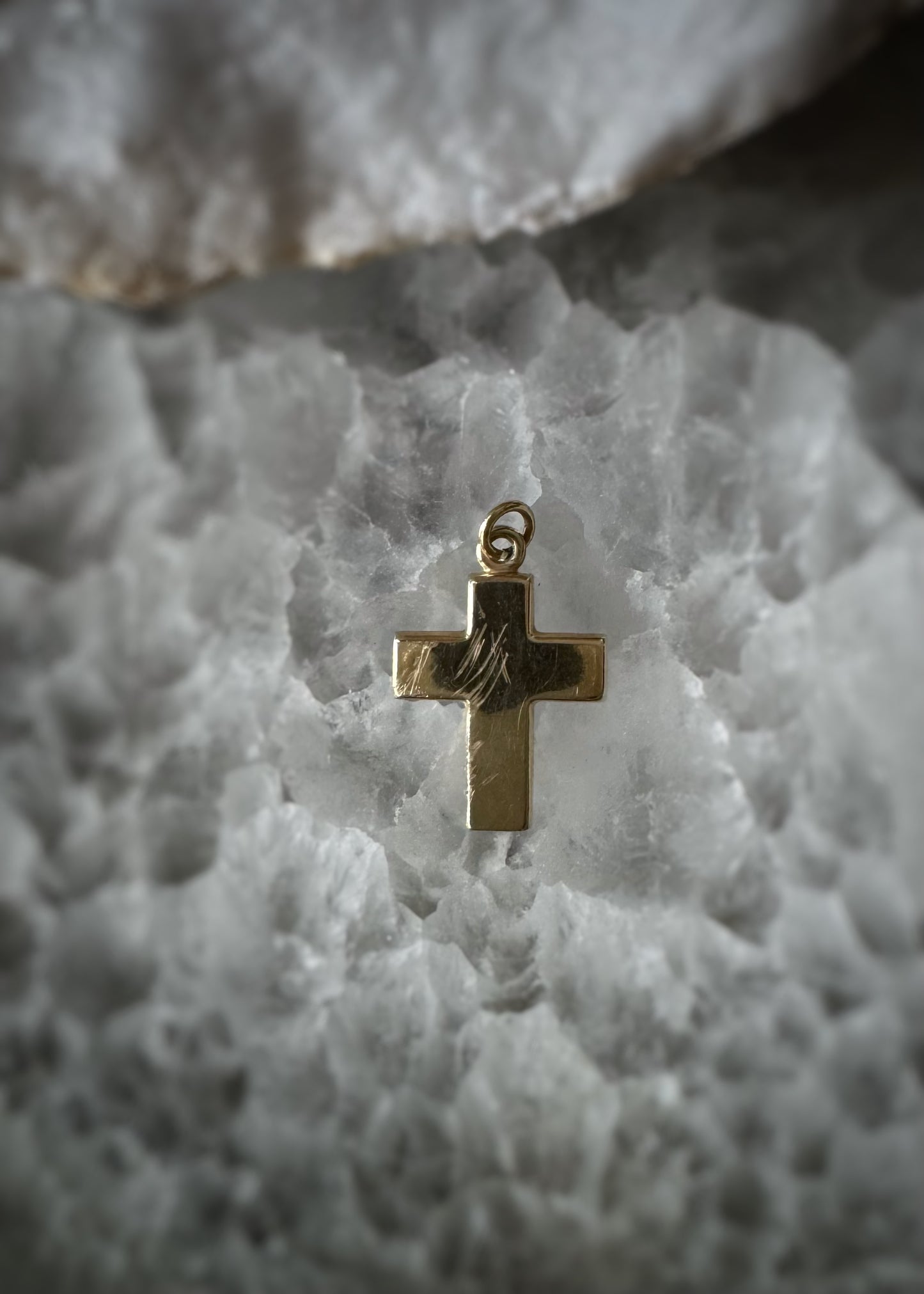 Estate 14k + Textured Cross Charm