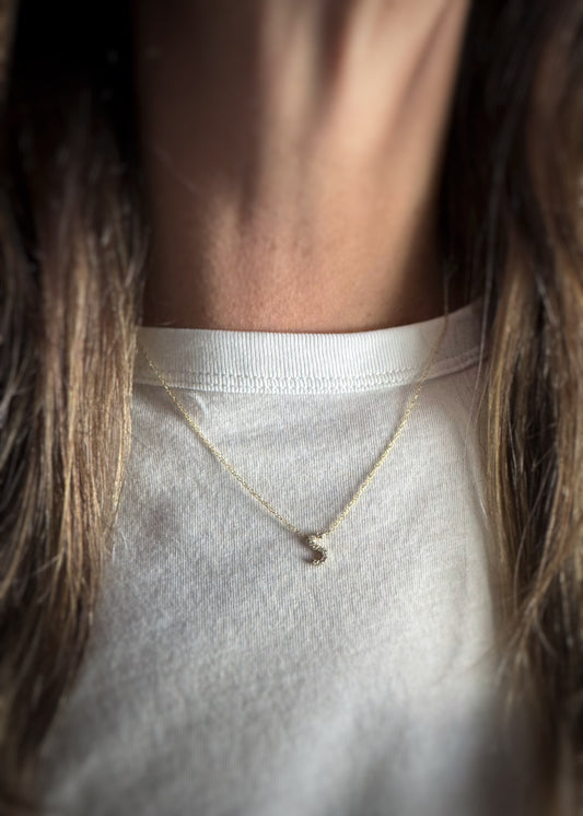 Estate 14k + Diamond Initial "S" Necklace