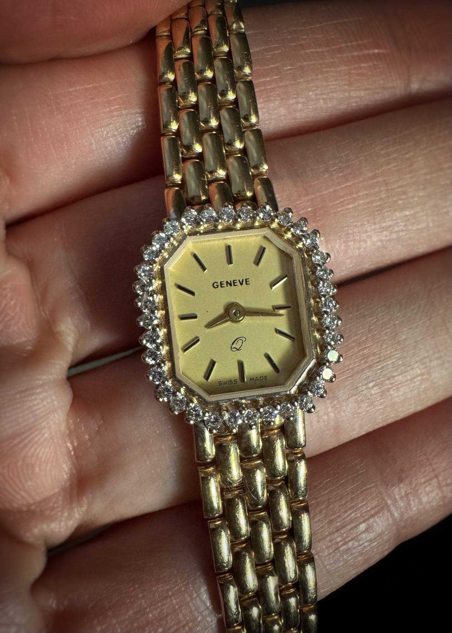 Vintage Geneve 14k + Diamond Ladies Dress Watch