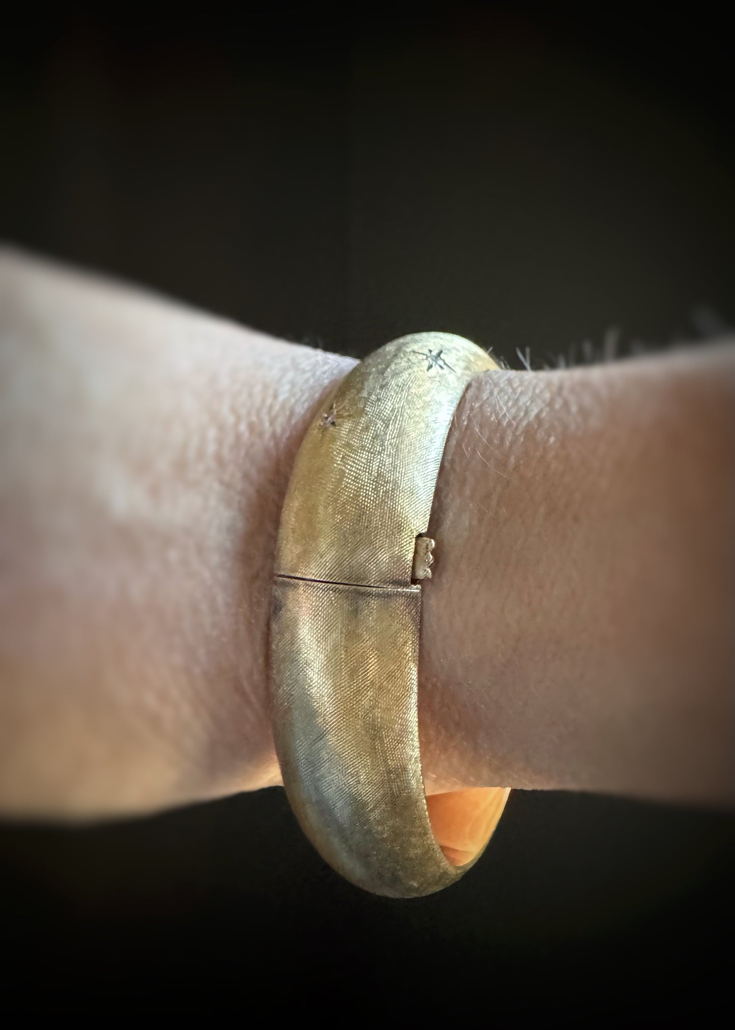 Estate 14k + Diamond Hinged Bangle Bracelet