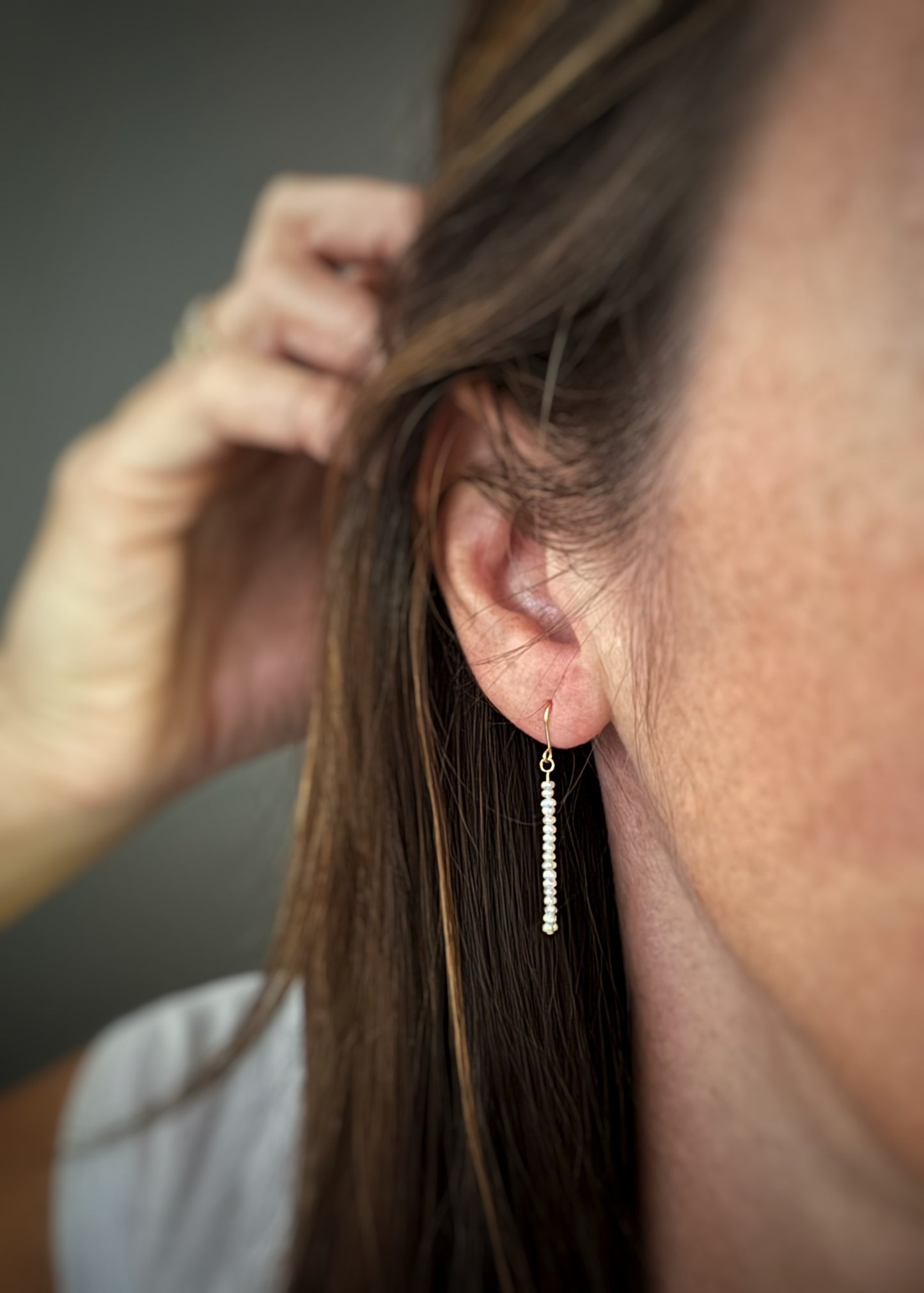 14k + Pearl Stick Earrings