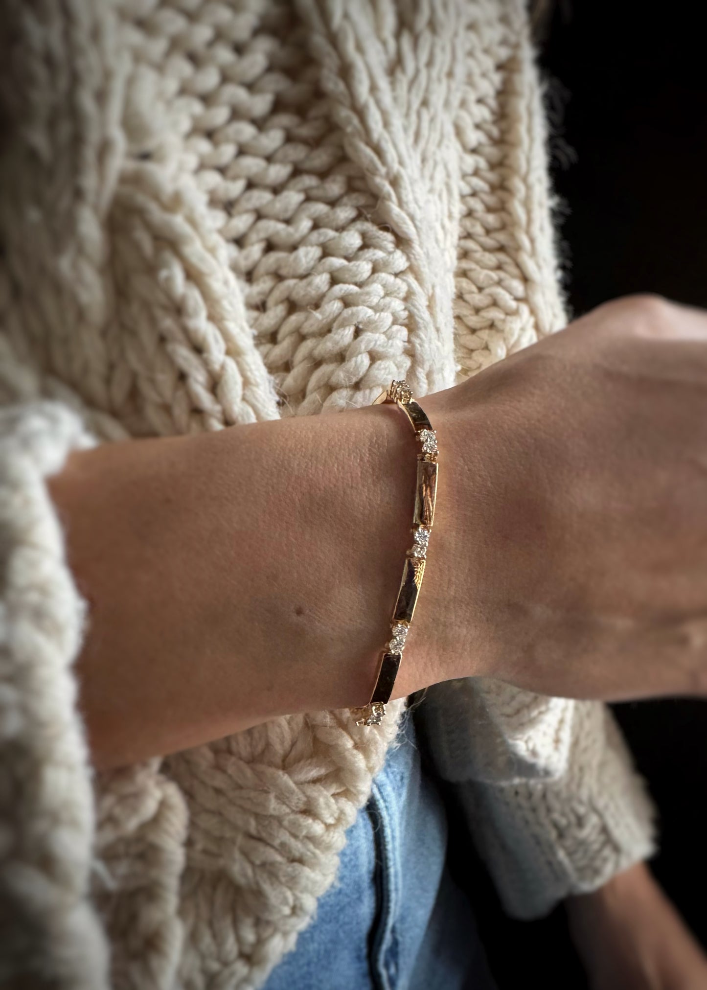 Estate 18k + Diamond Tennis Bracelet