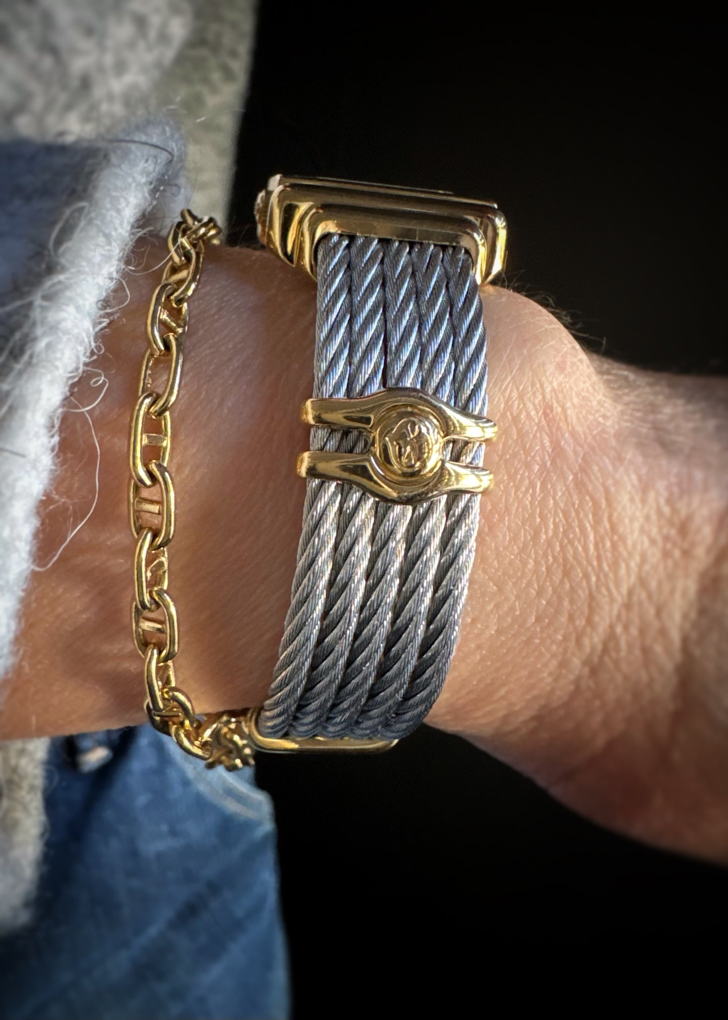 Estate Designer Two-Tone Cuff Bracelet Watch