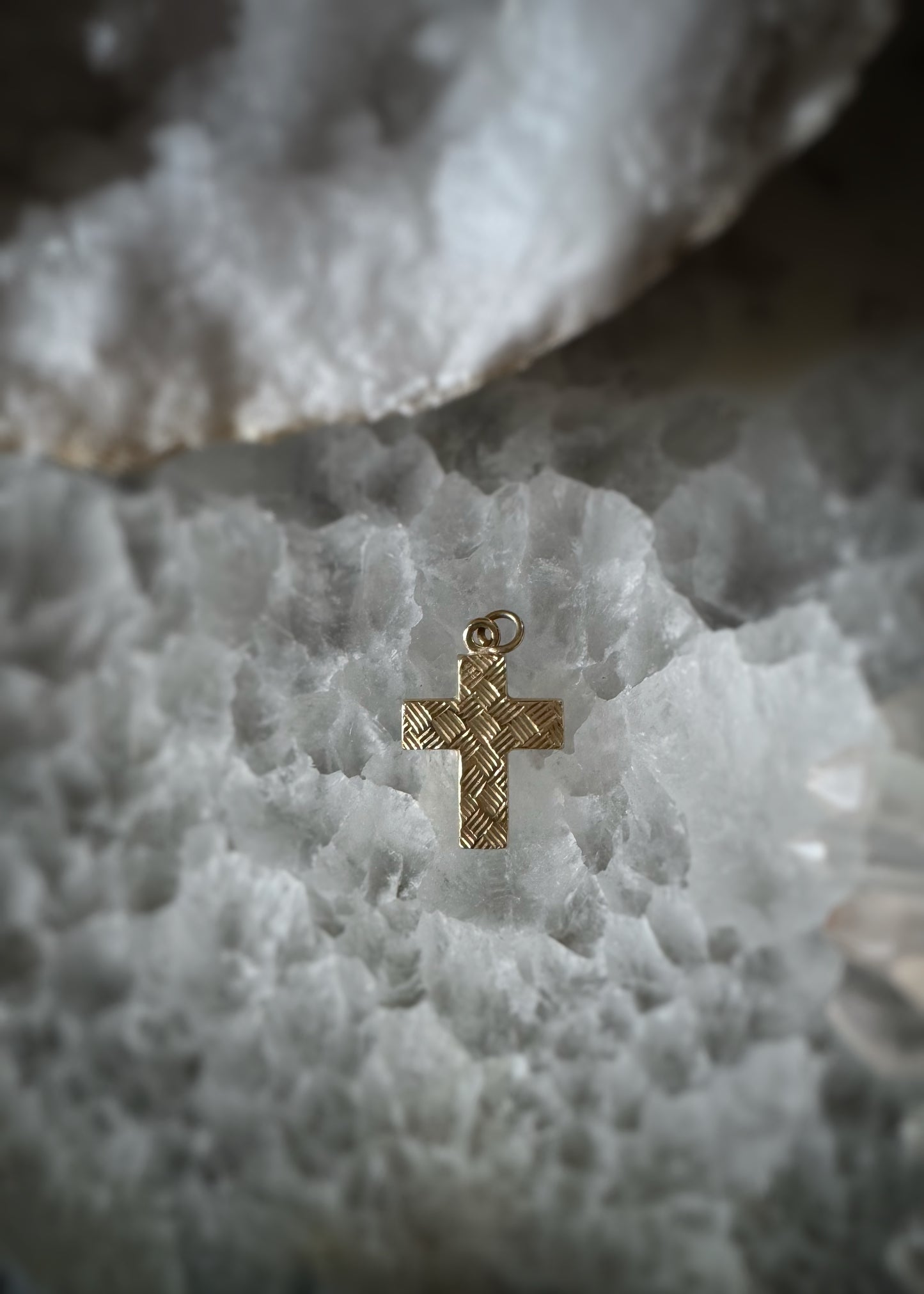 Estate 14k + Textured Cross Charm