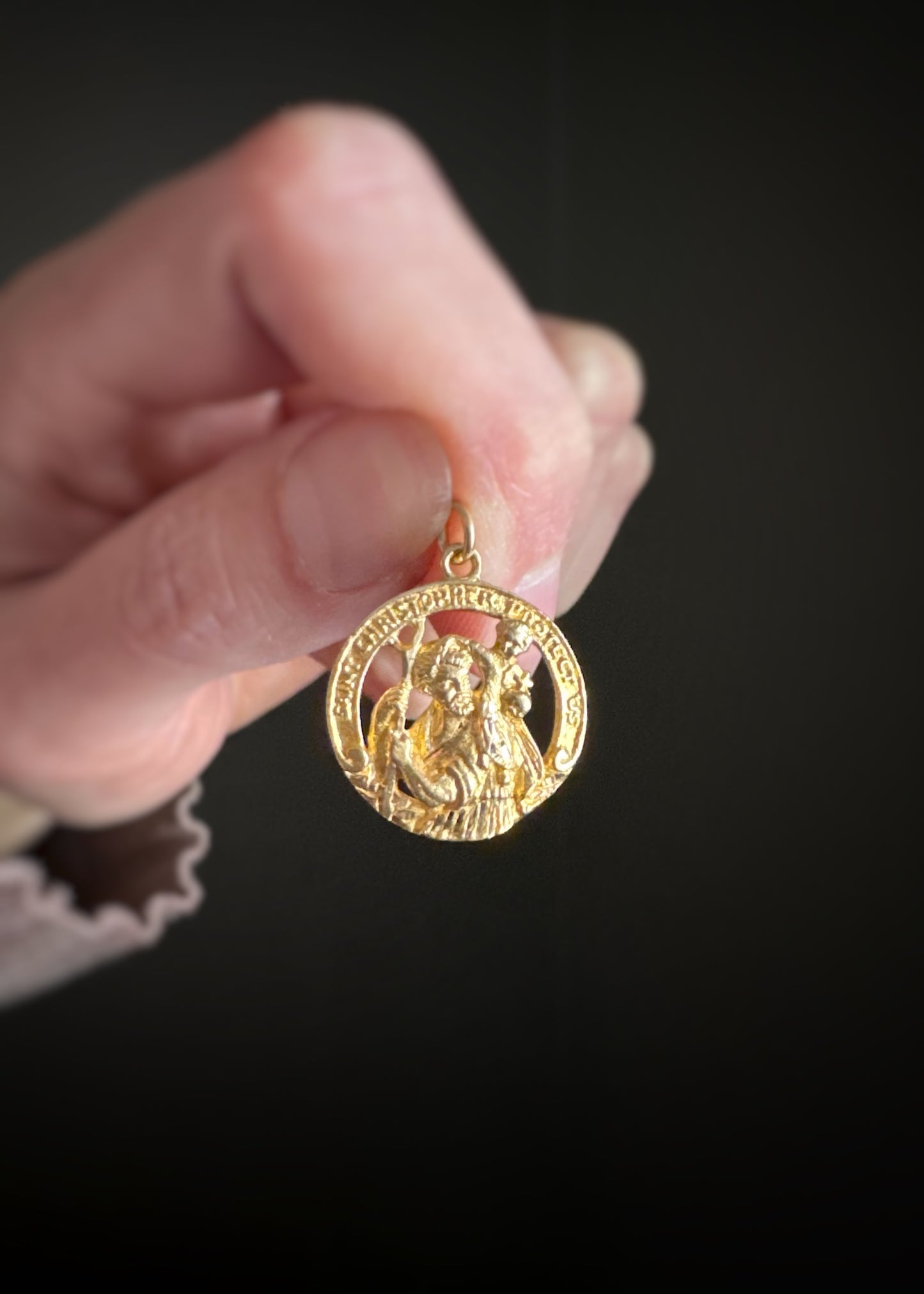 Estate 14k + St. Christopher Charm