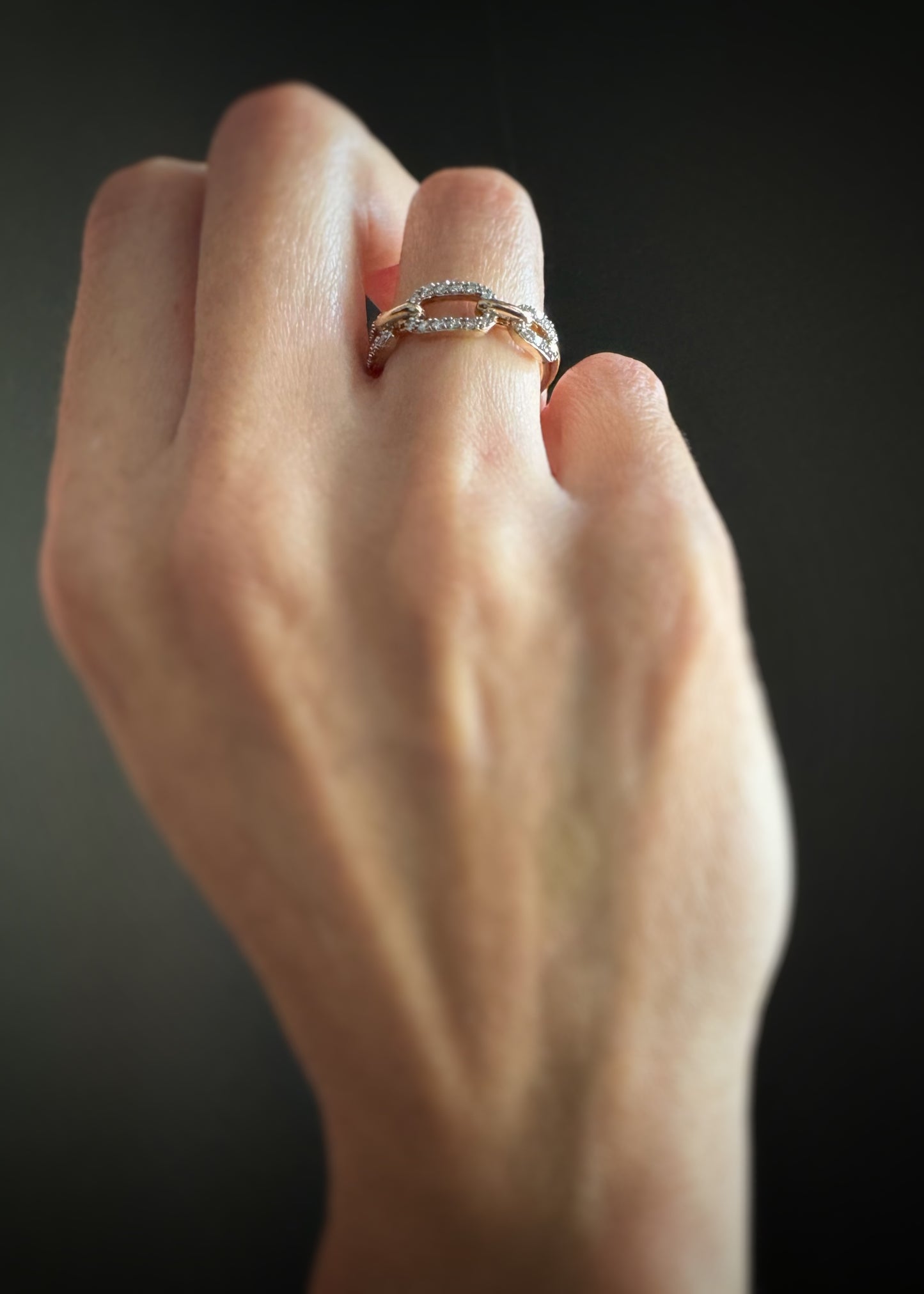 Estate 10k + Diamond Open Oval Chain Link Band