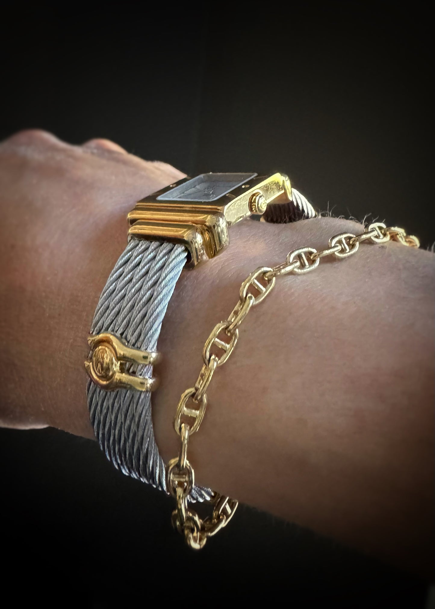 Estate Designer Two-Tone Cuff Bracelet Watch