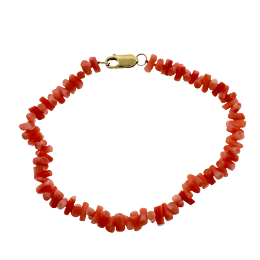 Estate 14k + Coral Bead Bracelet
