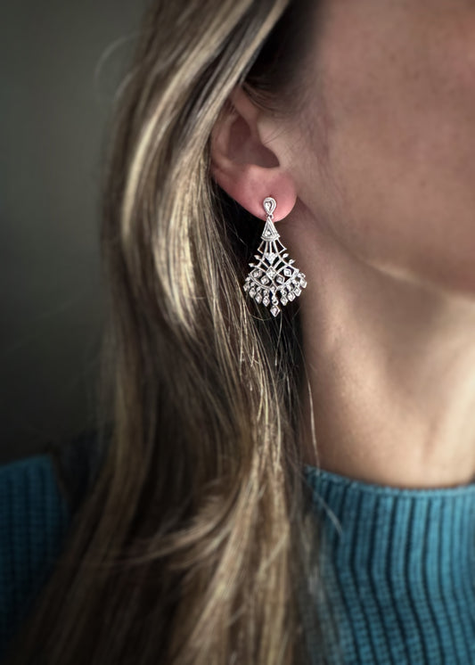 Estate 14k + Diamond Chandelier Earrings