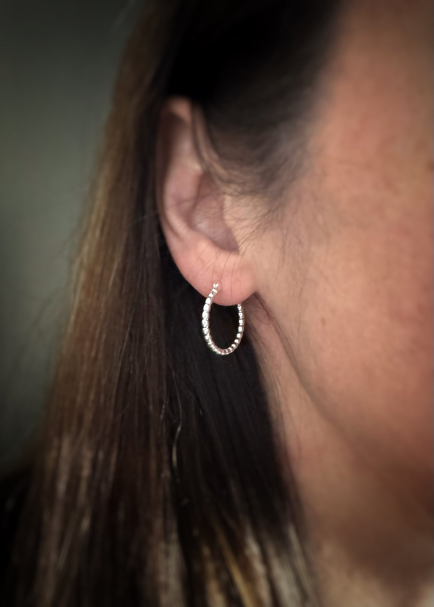 Sterling + Bead Hoop Earrings