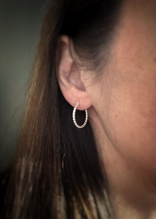 Sterling + Bead Hoop Earrings