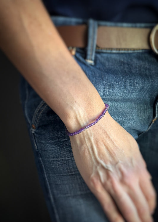 Faceted Amethyst Bead Stretch Bracelet