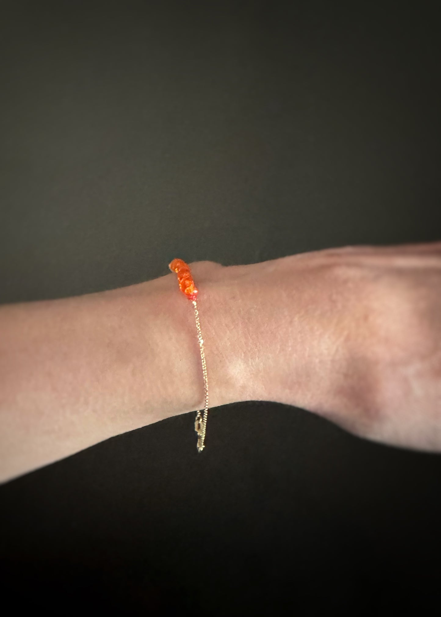 14k + Mexican Fire Opal Bead Bracelet