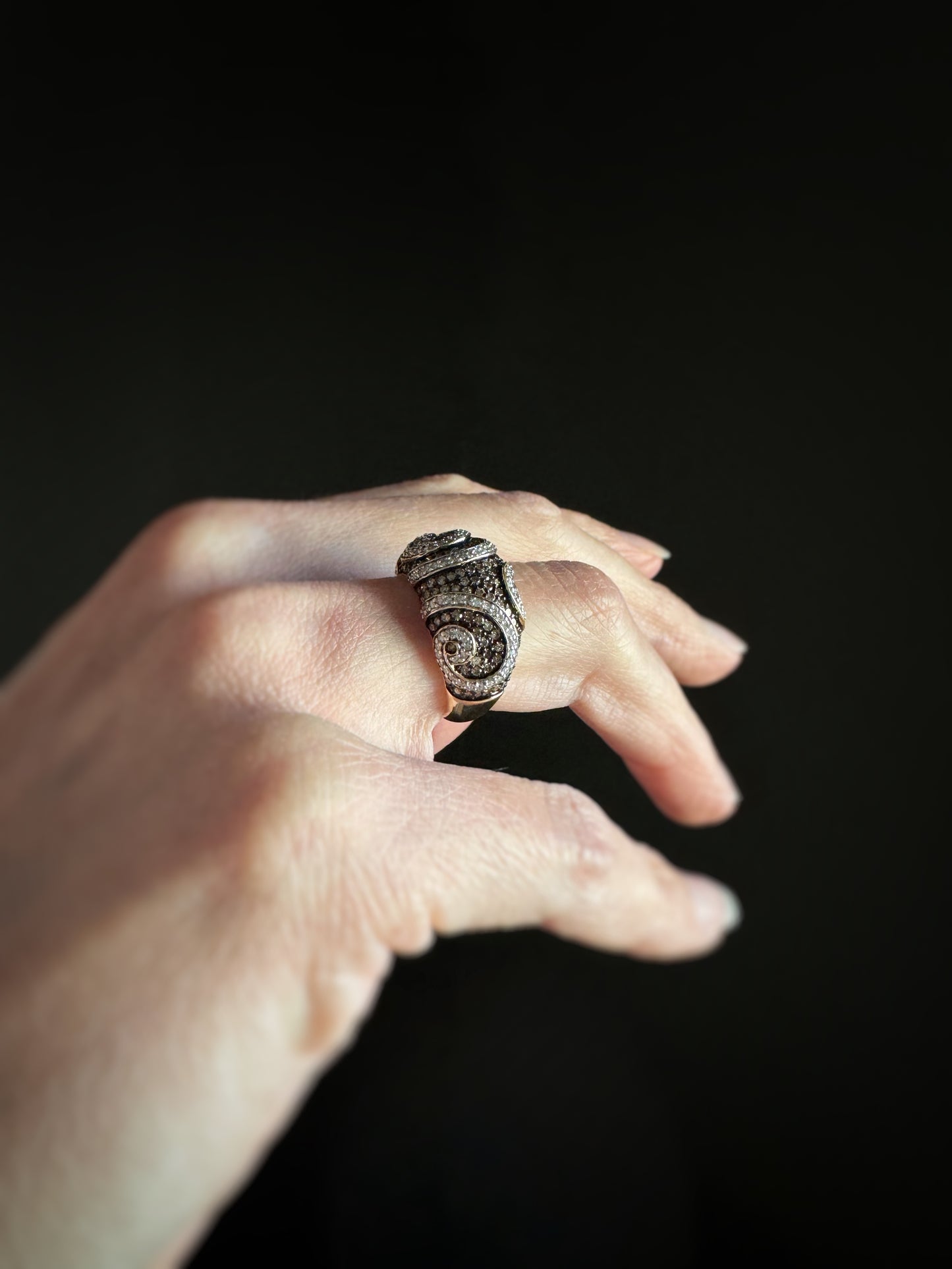 Estate 14k + Champagne Diamond Swirl Ring