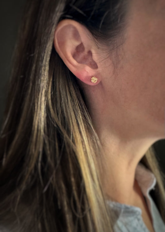 14k + Golden Topaz Round Stud Earrings