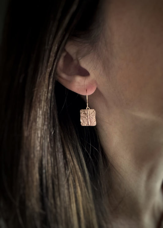 Estate 14k + Handmade Square Cross Earrings