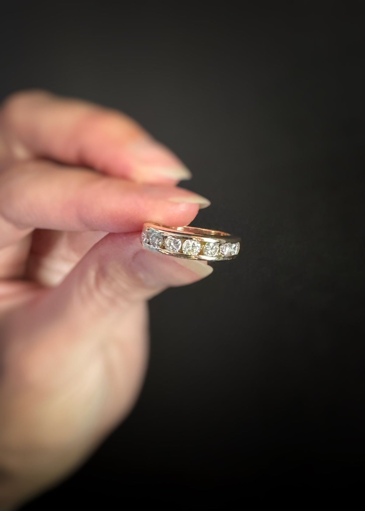 Estate 14k + Diamond Channel Set Band