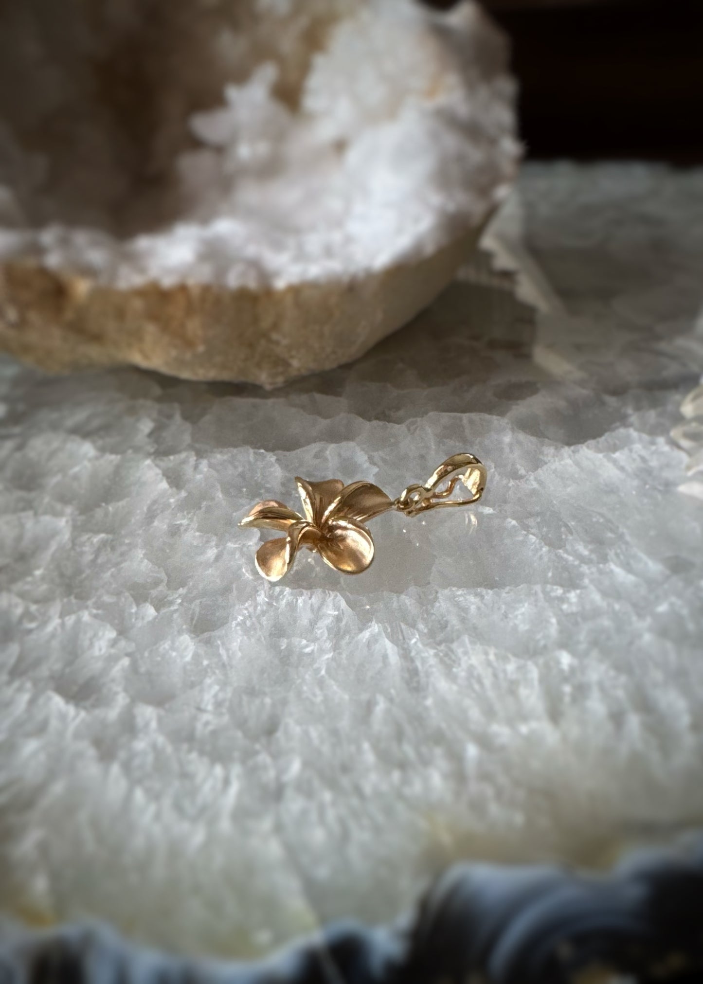 Estate Designer 14k + Hawaiian Plumeria Enhancer Pendant