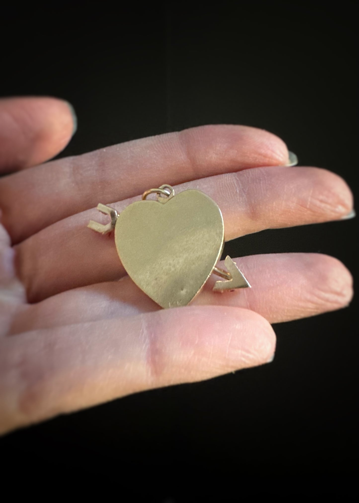 Estate 14k + Ruby Cupid's Arrow and Heart Charm