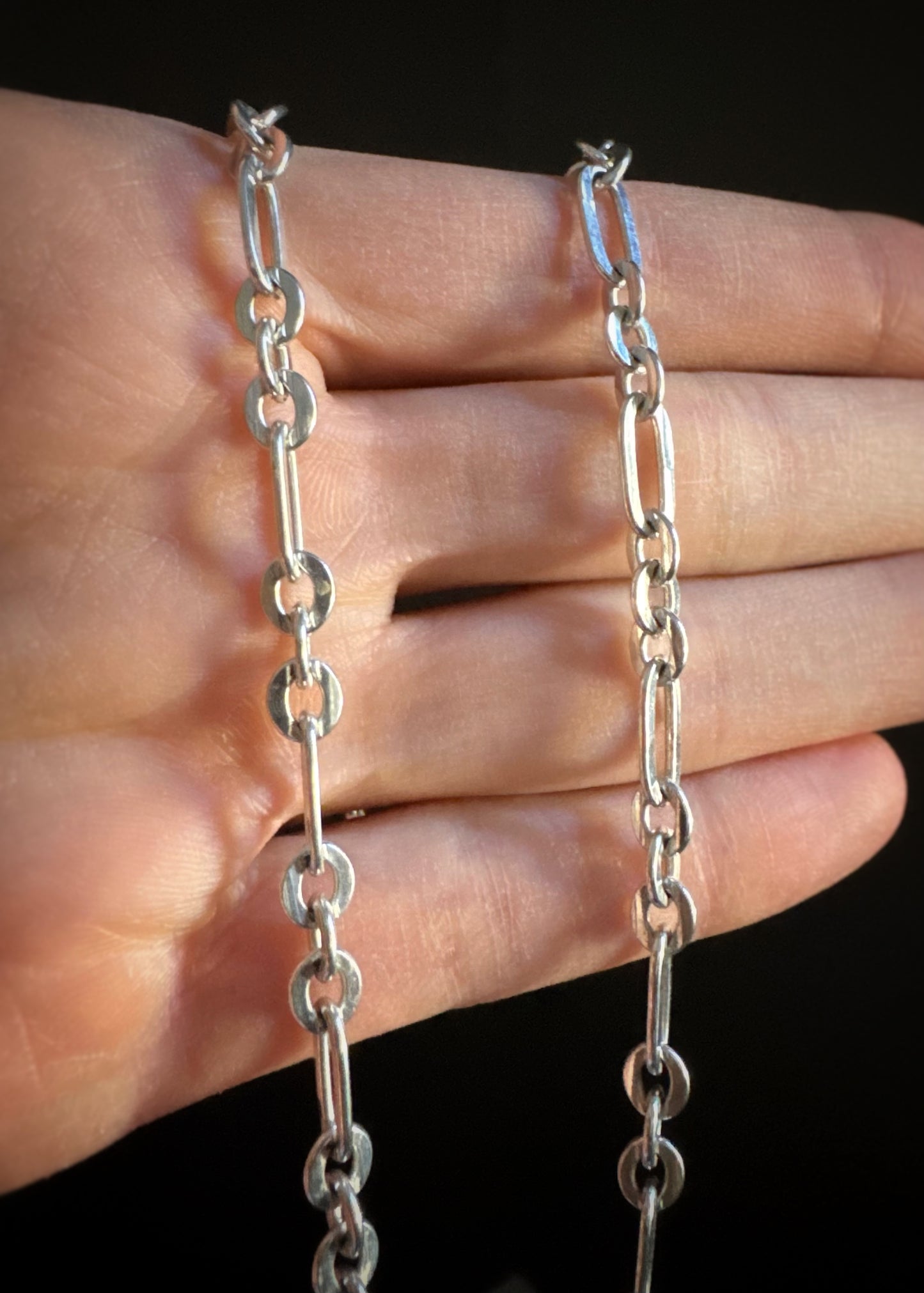 Estate Sterling Silver + Open Link Chain