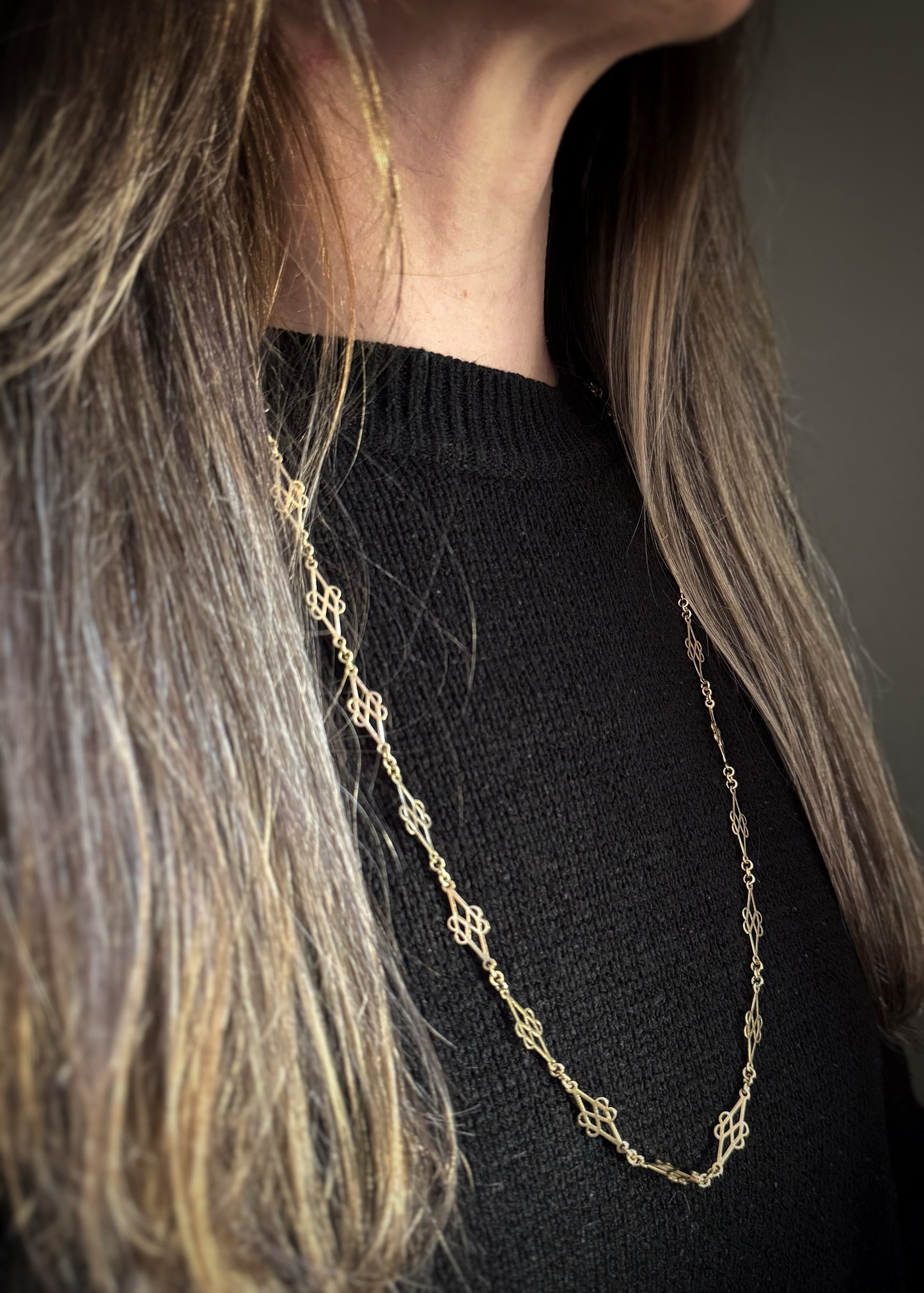 Estate 14k + Fancy Link Chain Necklace