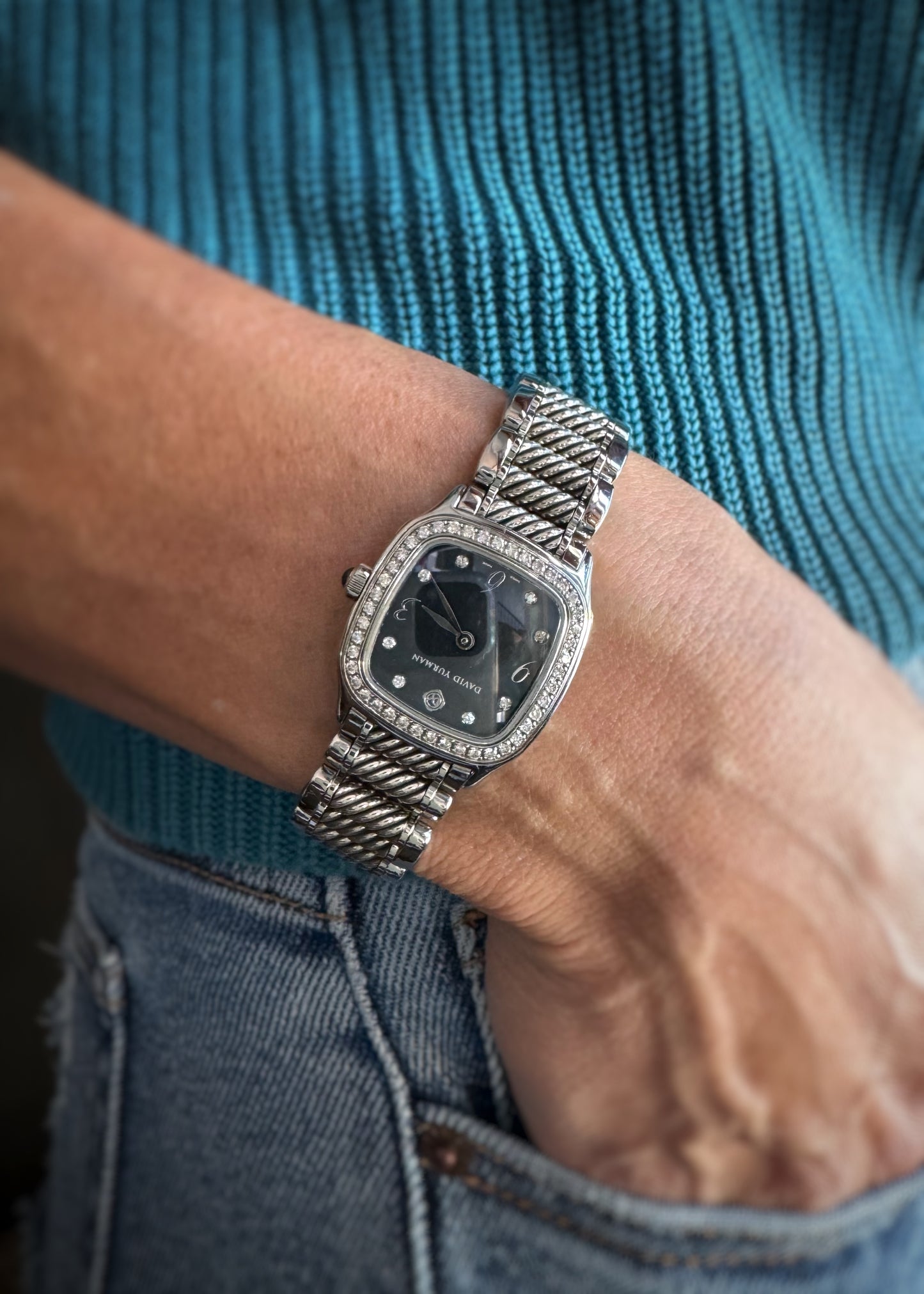 Estate Designer Stainless + Mother-of-Pearl and Diamond Thoroughbred Watch