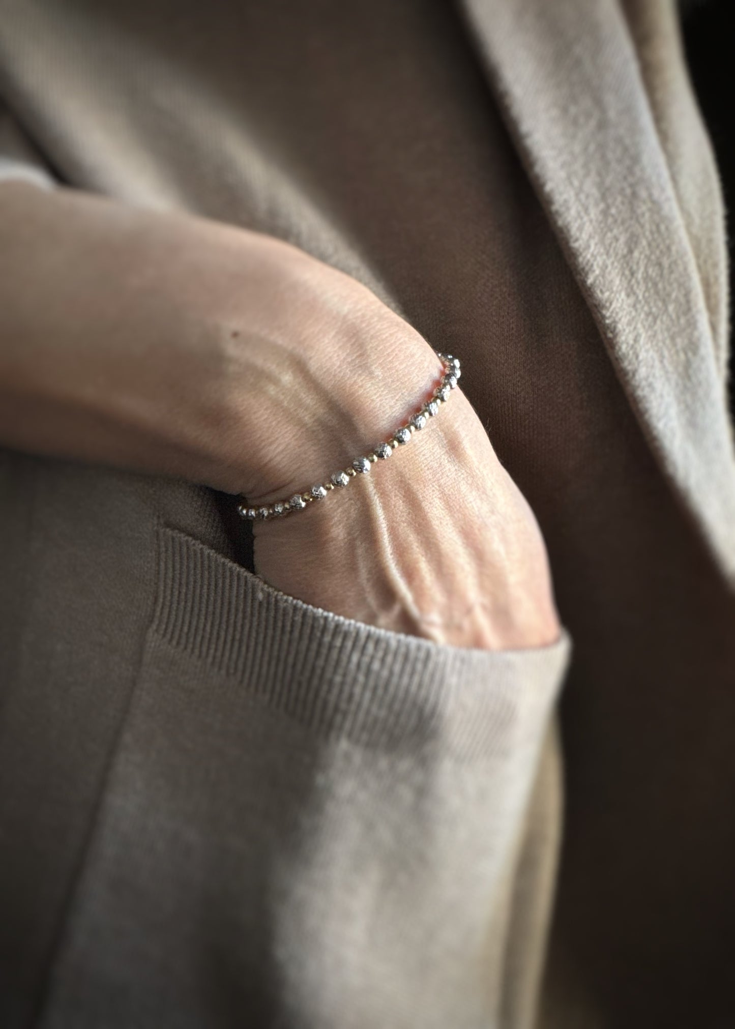 Estate 14k + Diamond-Cut Bead Bracelet