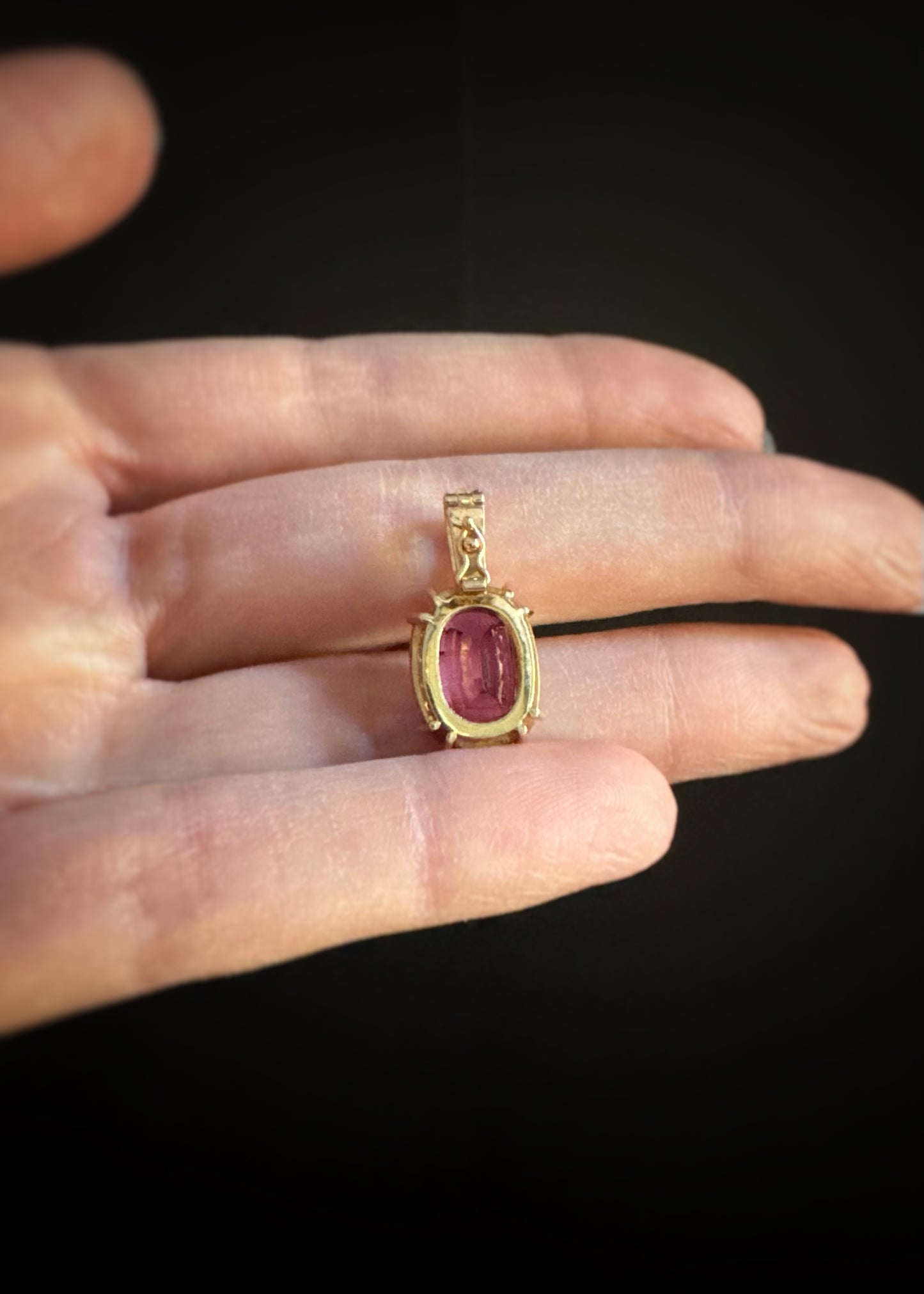 Estate 14k + Pink Tourmaline and Diamond Enhancer Pendant
