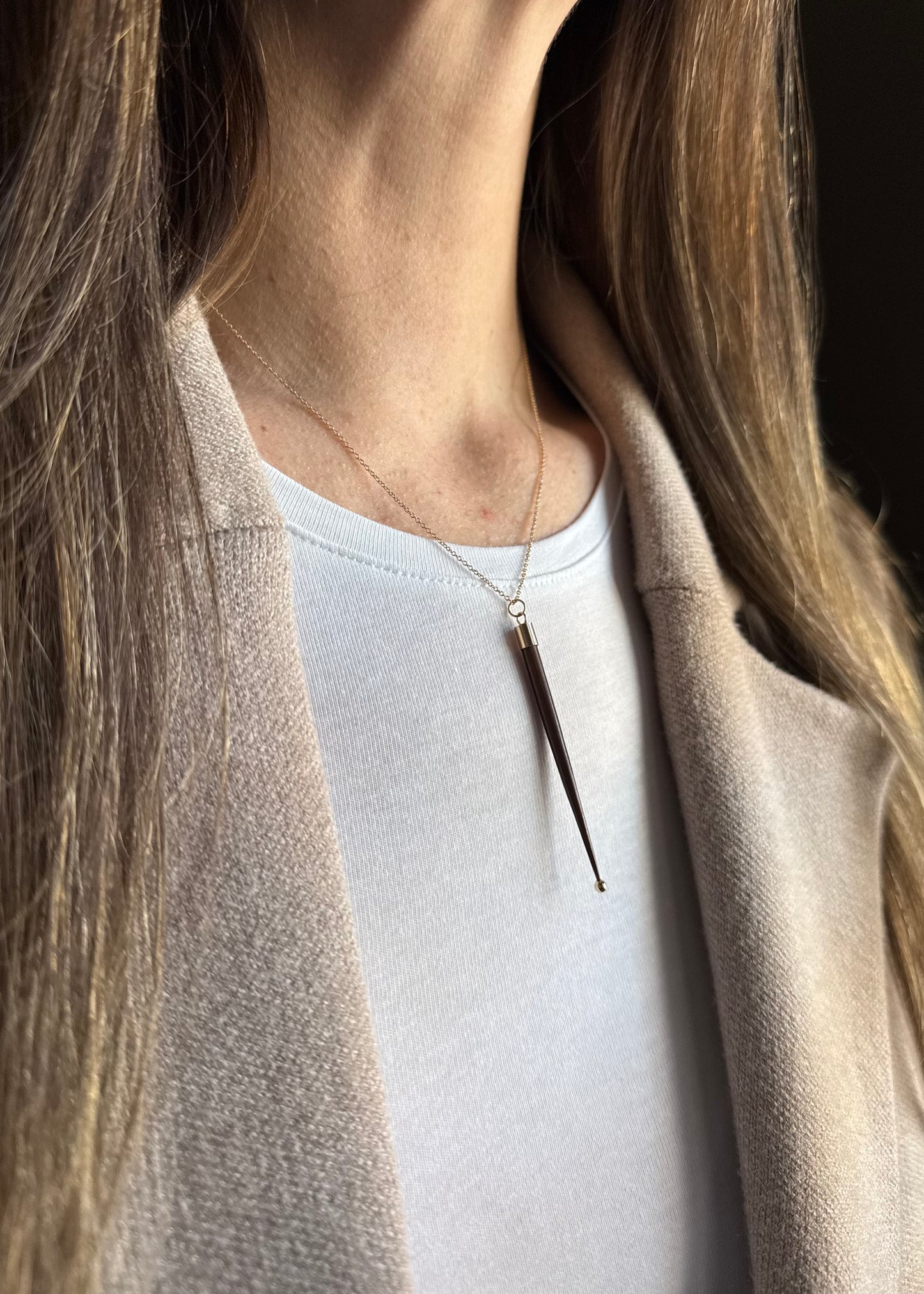 14k + Porcupine Quill Necklace - Long