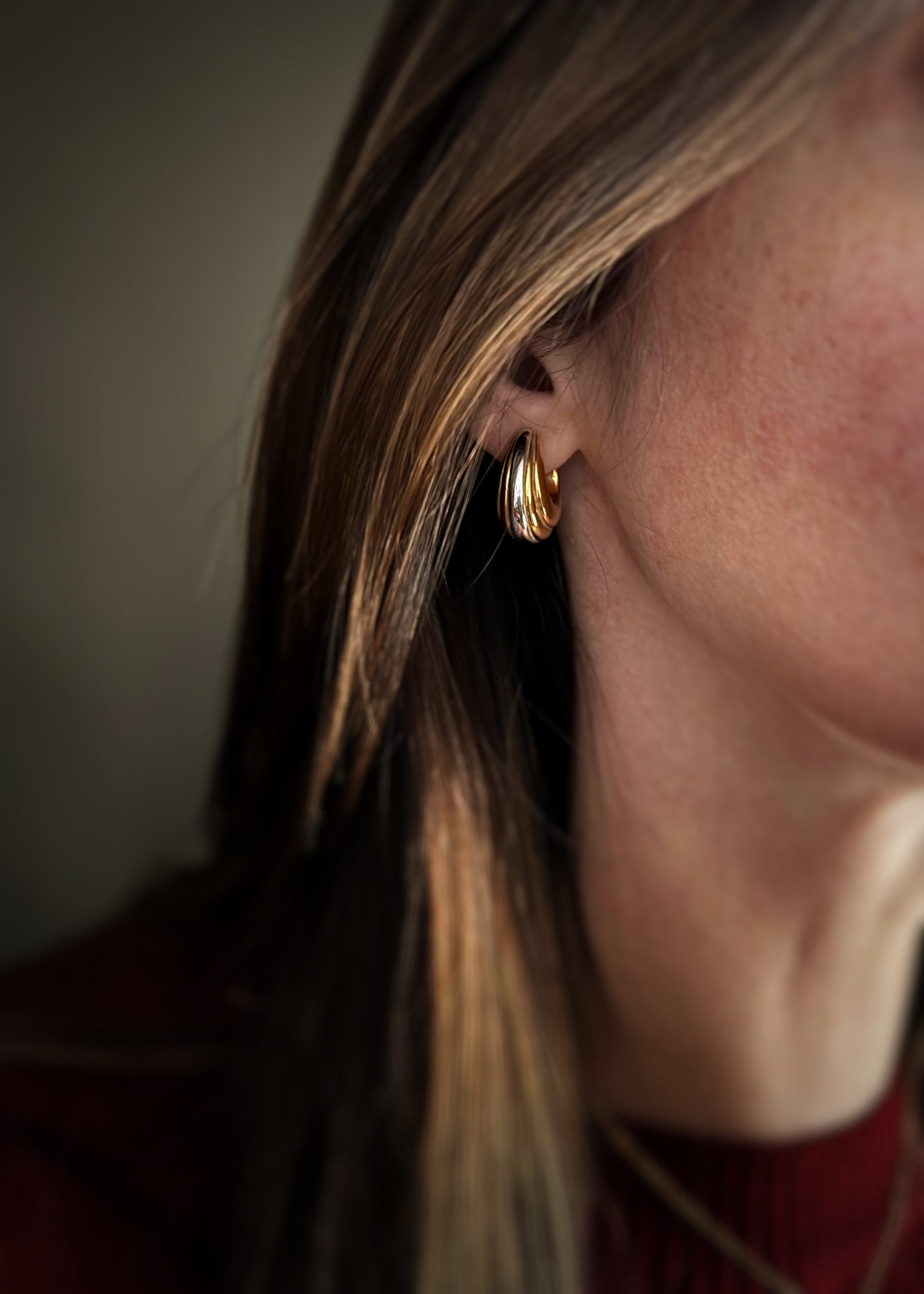 Estate 10k + Two Tone Electroform Thick Hoops