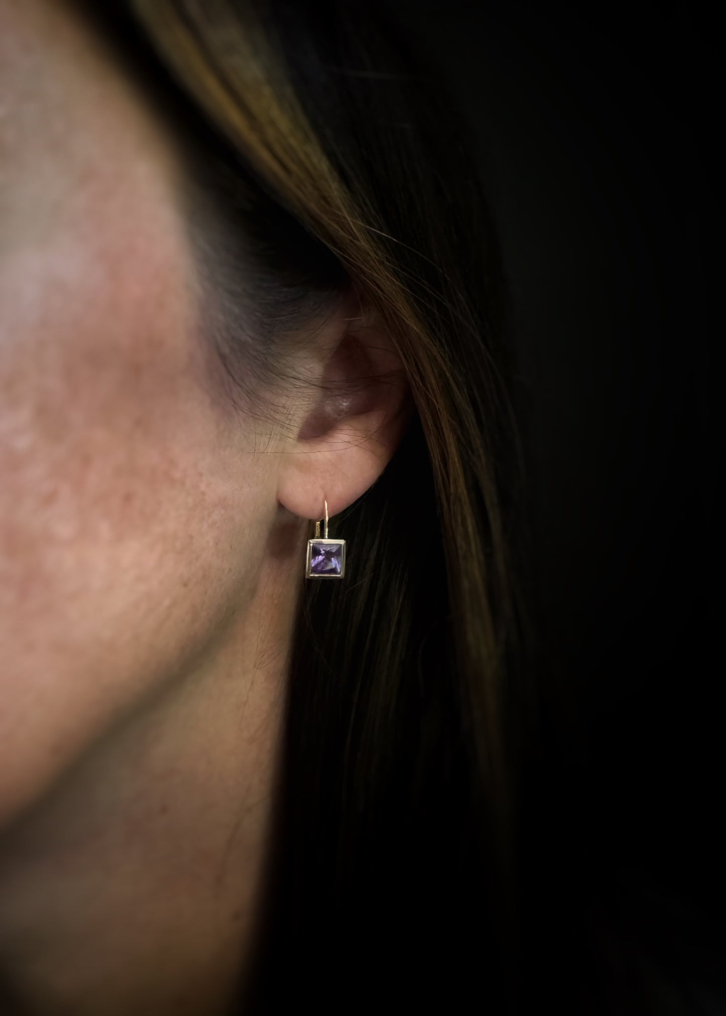 Estate 14k + Amethyst Drop Earrings