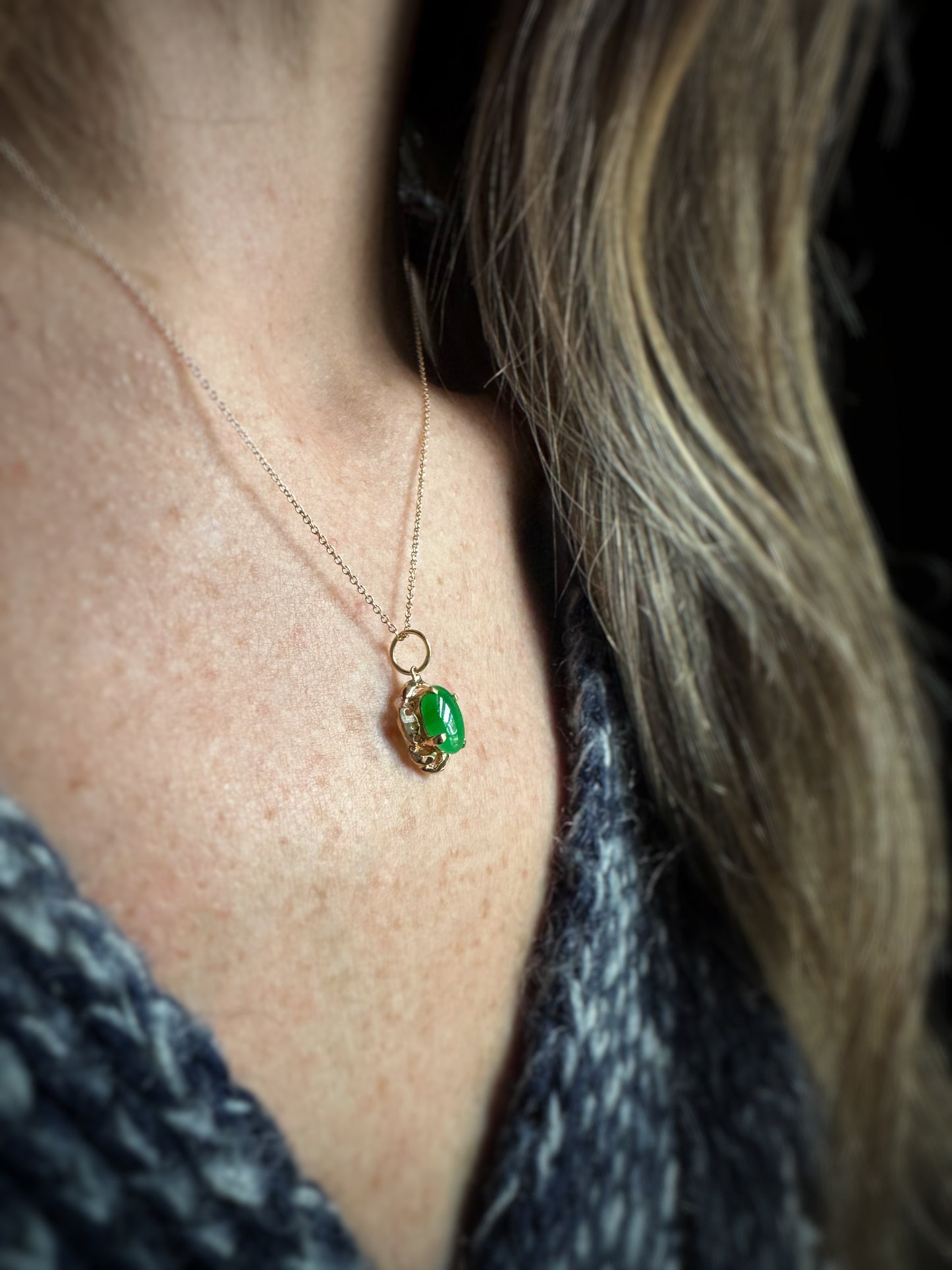Estate 14k + Jade Charm