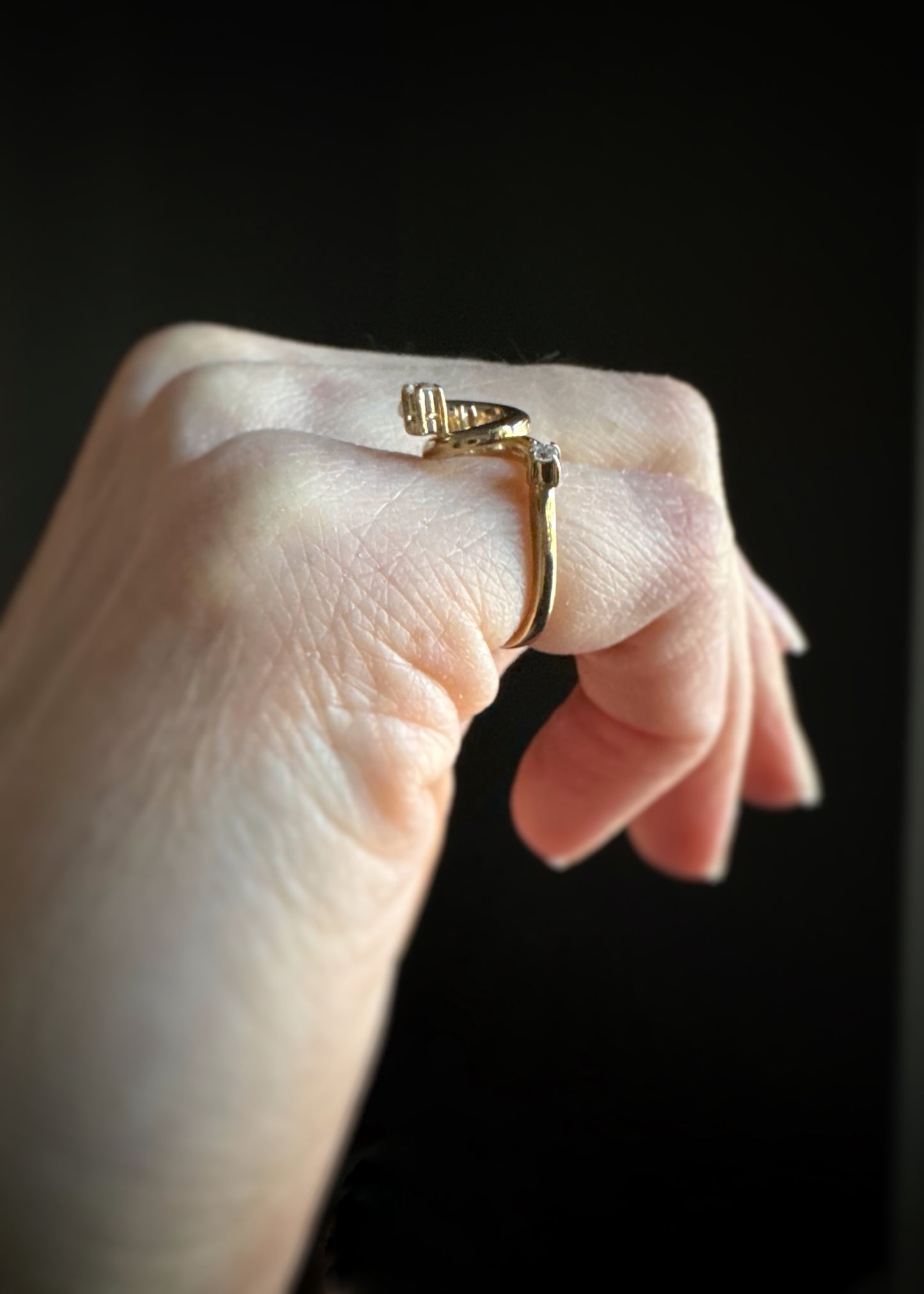 Estate 14k + Diamond Swirl Ring