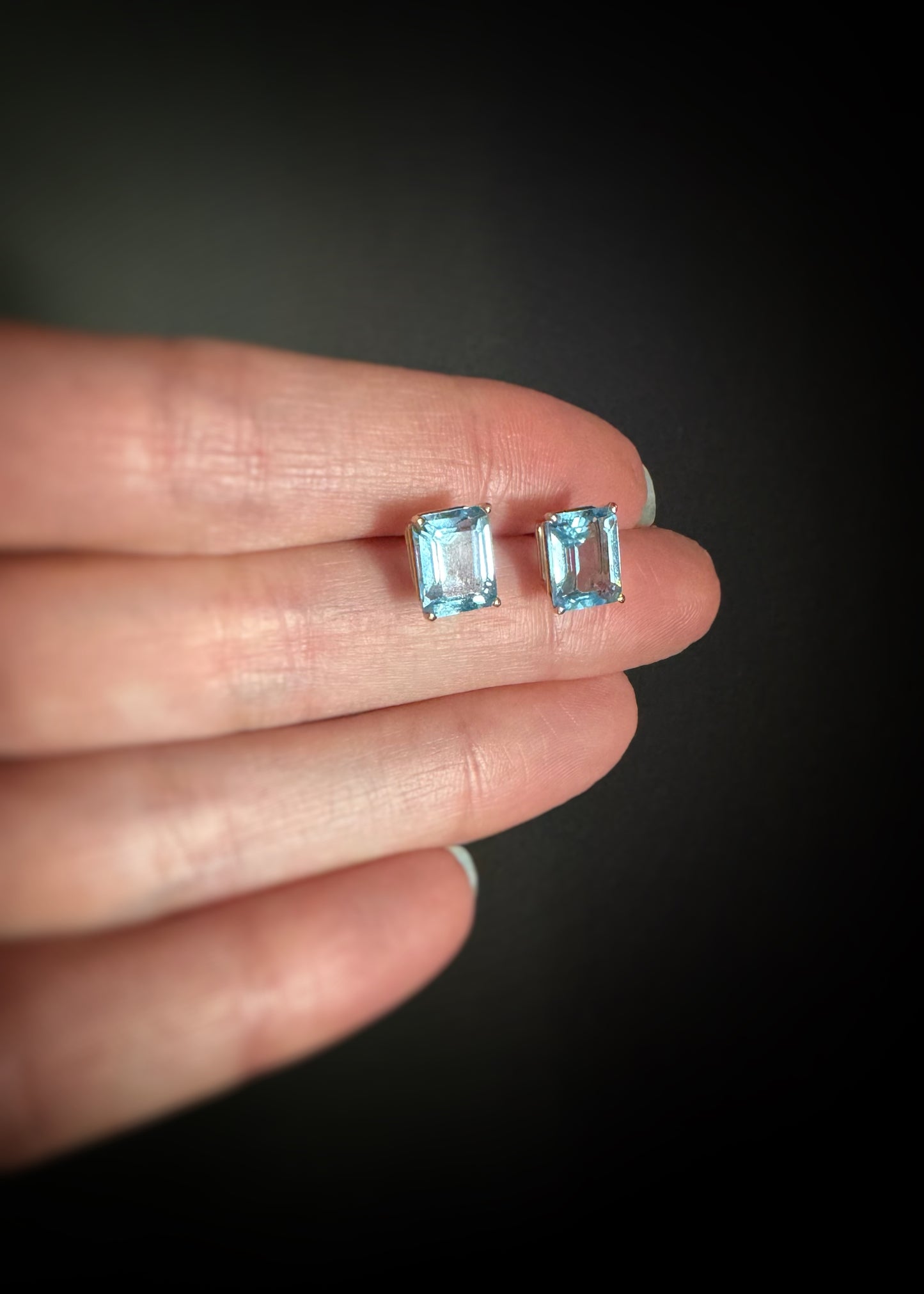 Estate 14k + Blue Topaz Stud Earrings