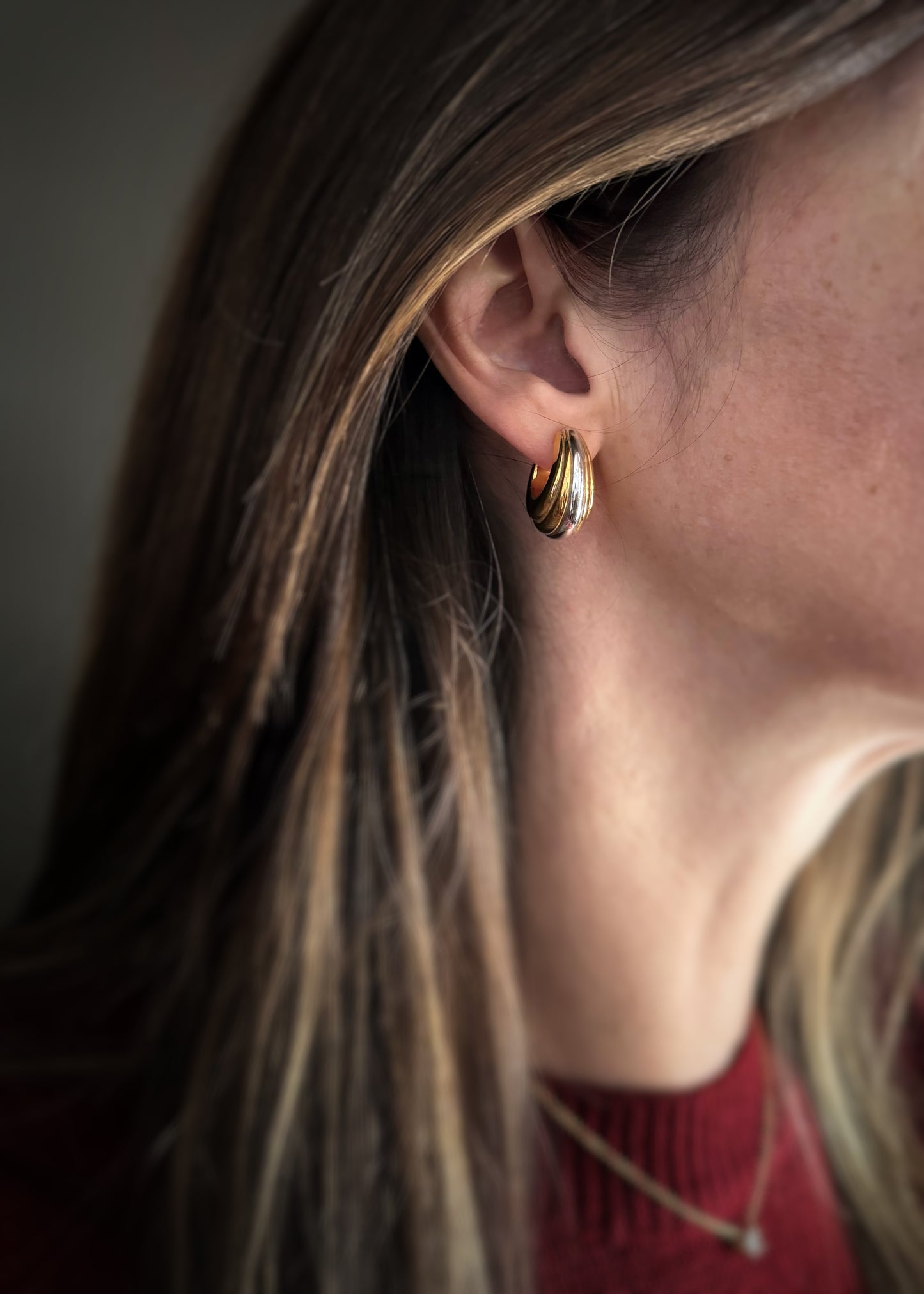 Estate 10k + Two Tone Electroform Thick Hoops