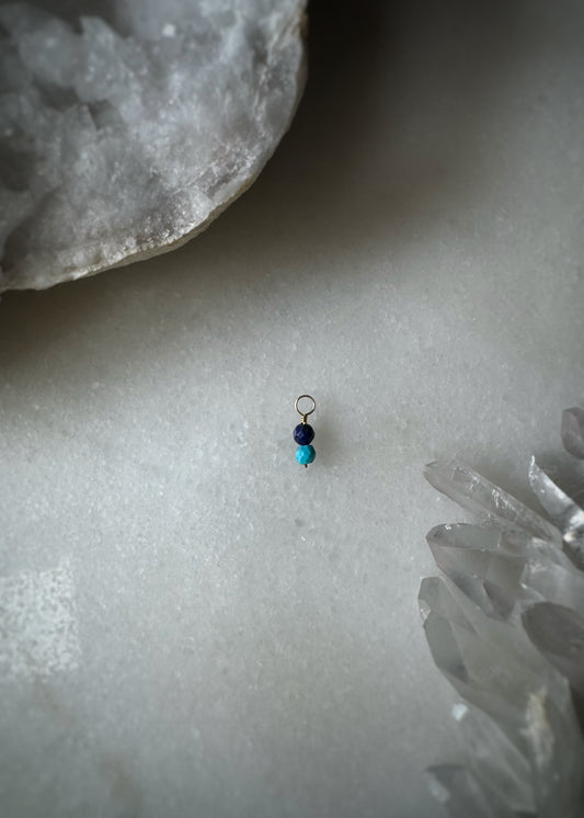14k Mini Charm + Turquoise and Lapis