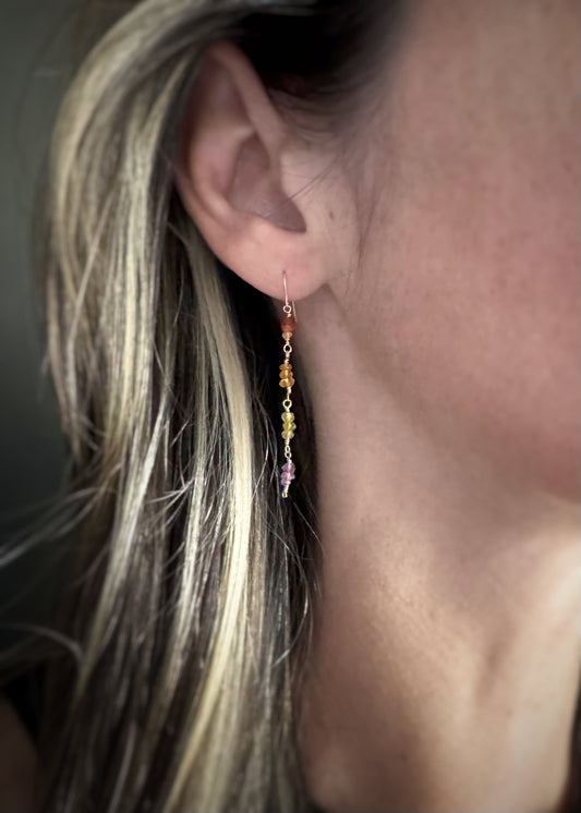 14k + Gemstone Ombre Bead Earrings