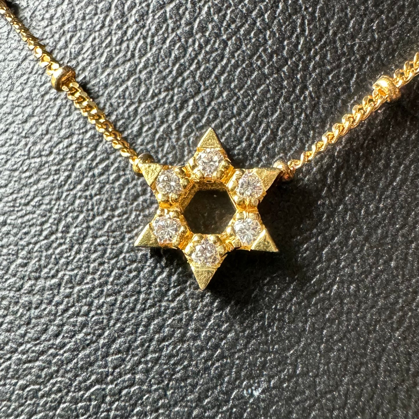 Estate 14k + Diamond Star of David Necklace