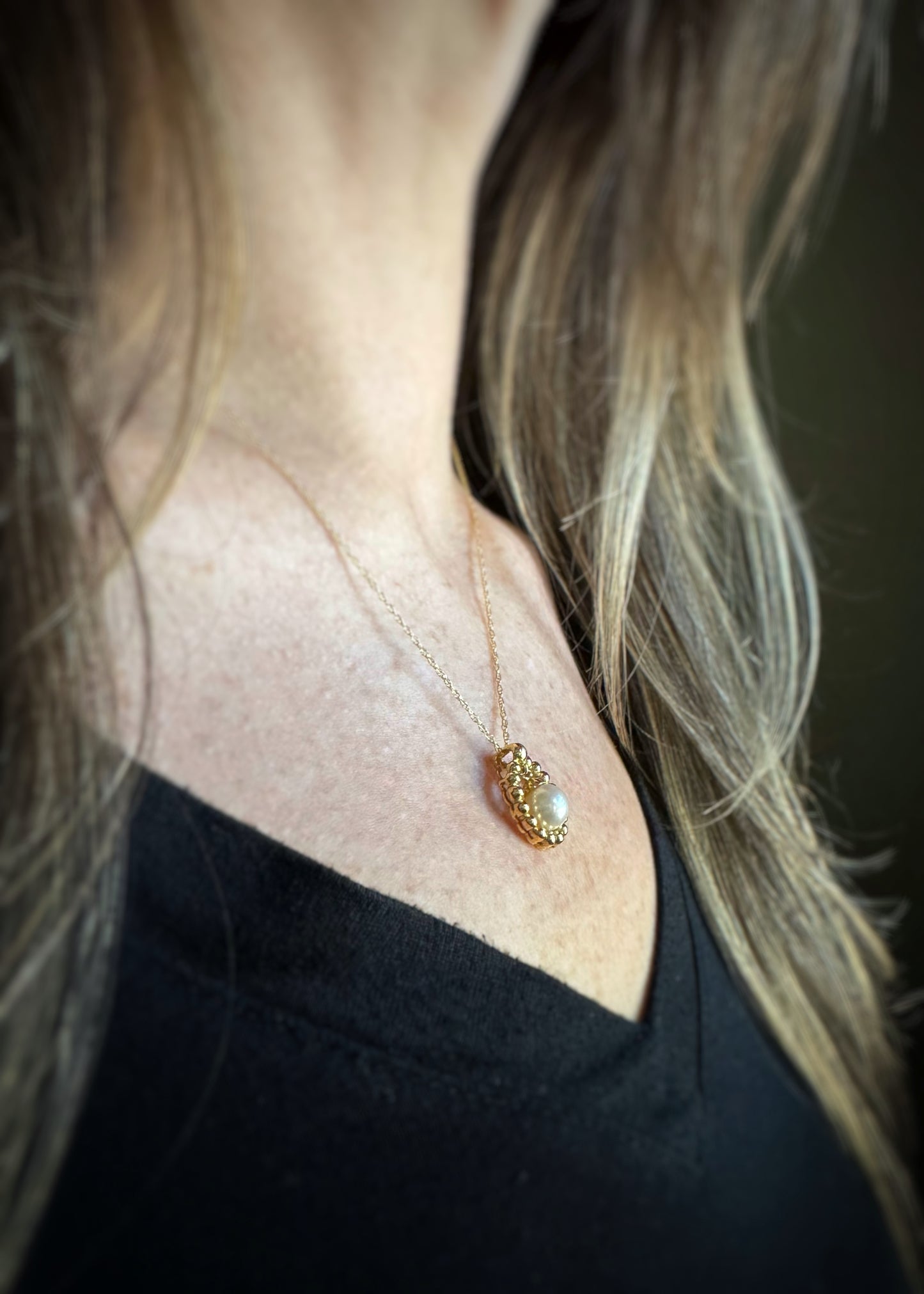 14k + Pearl Dangle Necklace