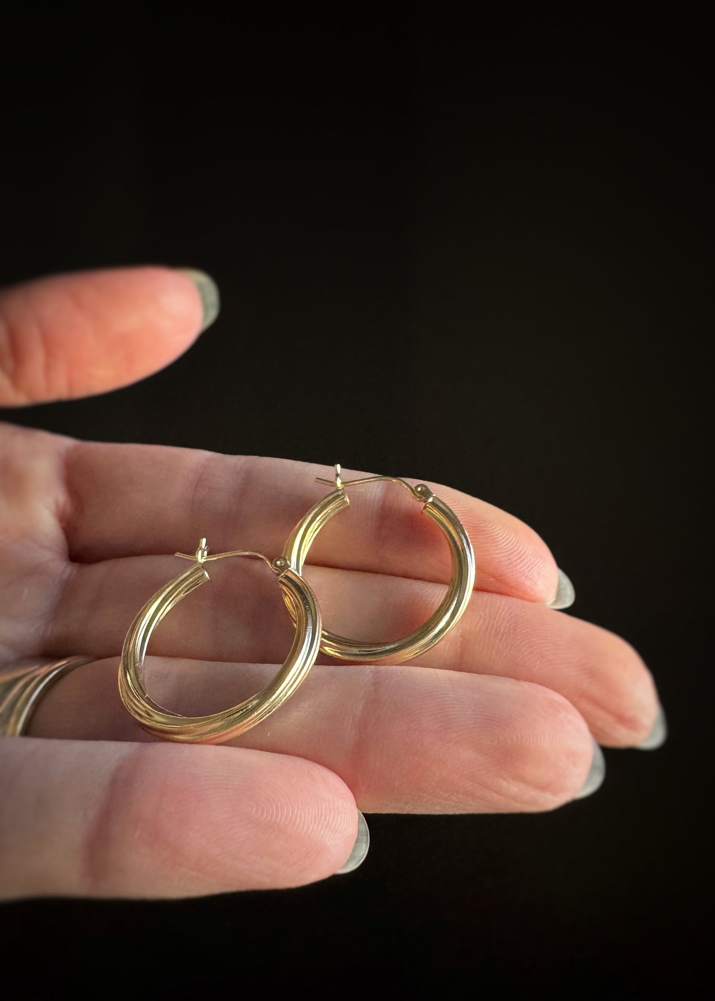 Estate 14k + Twisted Tube Hoop Earrings