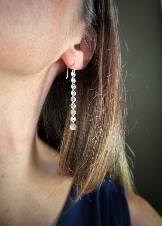 Sterling + Disc Chain Earrings